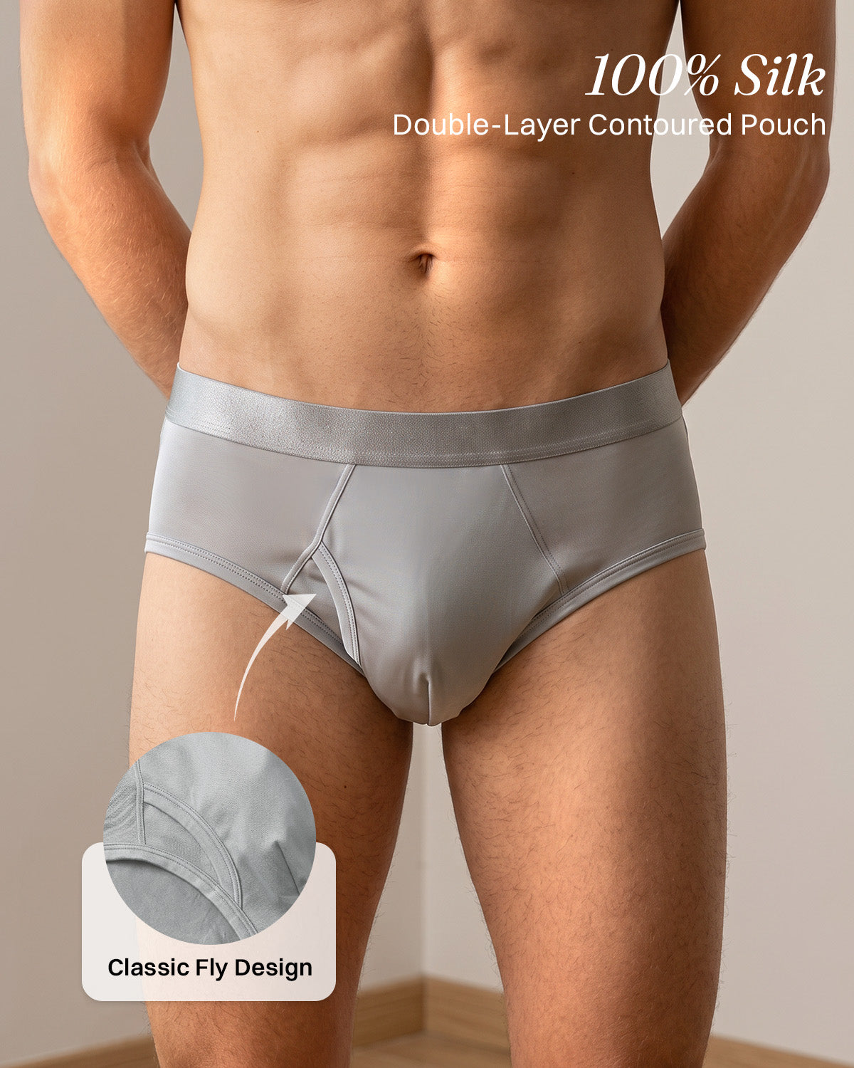 FEELITS KNM08 Slip de seda de morera para hombre – Ultrasuave, con abertura frontal