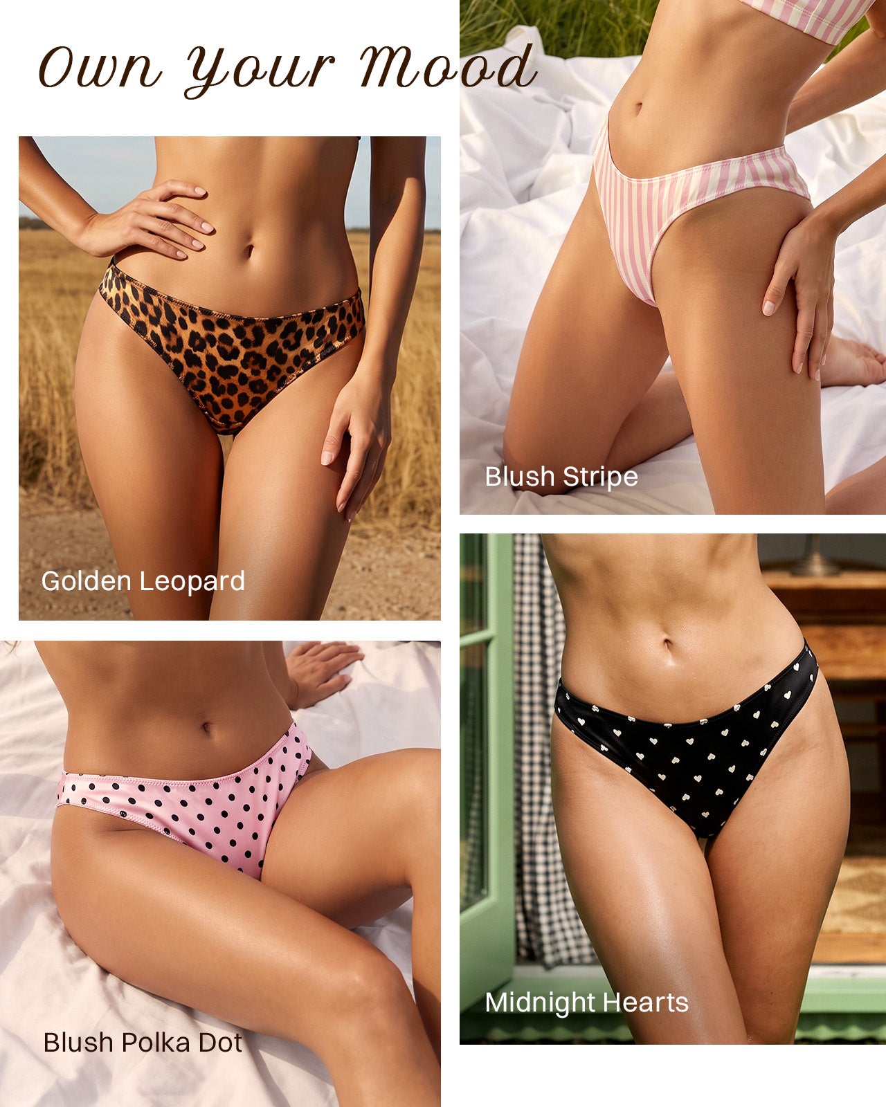 Midnight Hearts Silk Bikini Panties | KNP13 | FEELITS