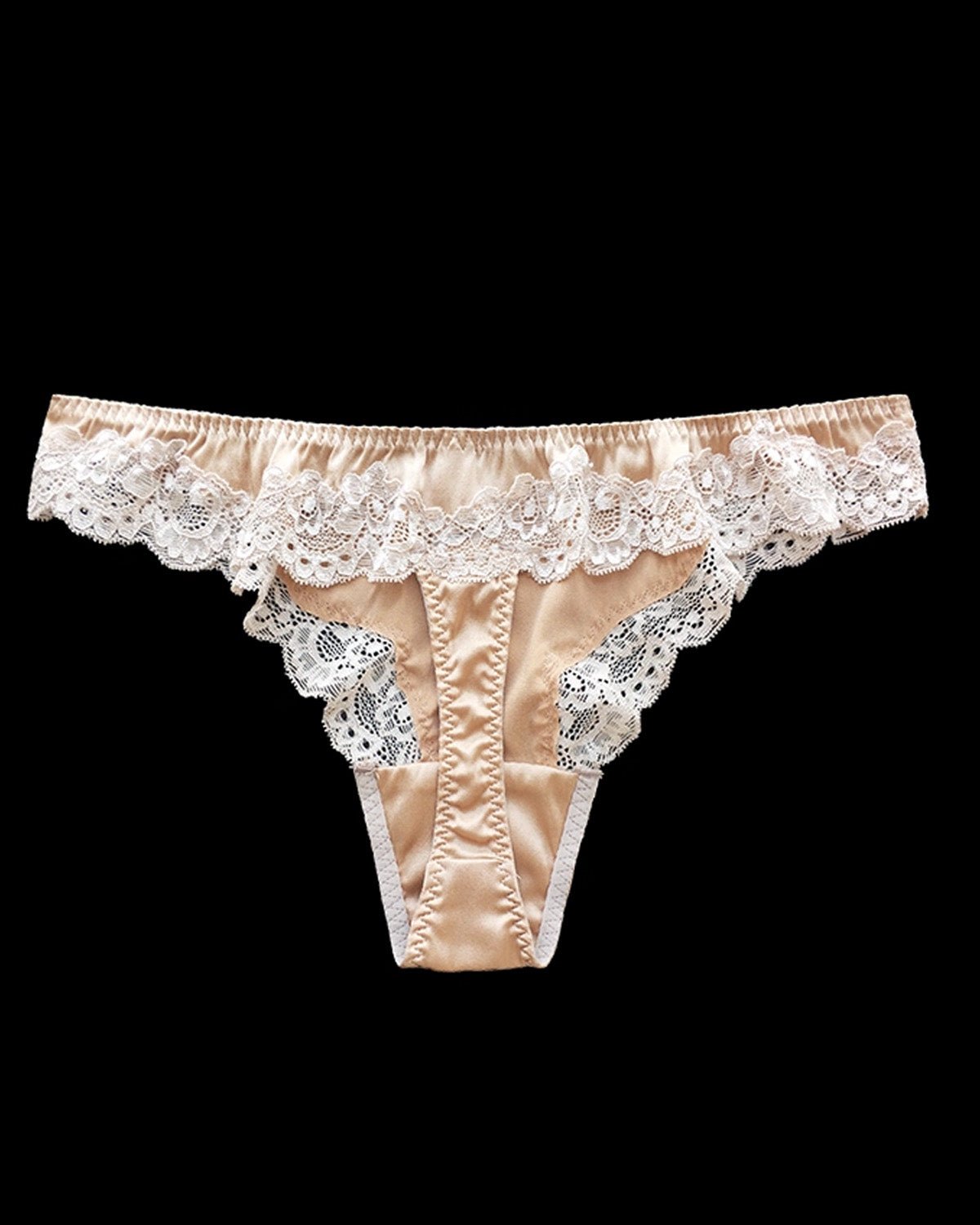 FEELITS Luxury Silk Lace Thong for Women – Low - Rise Seamless Lingerie, Mulberry Silk, Elegant & Sexy Underwear - FEELITS