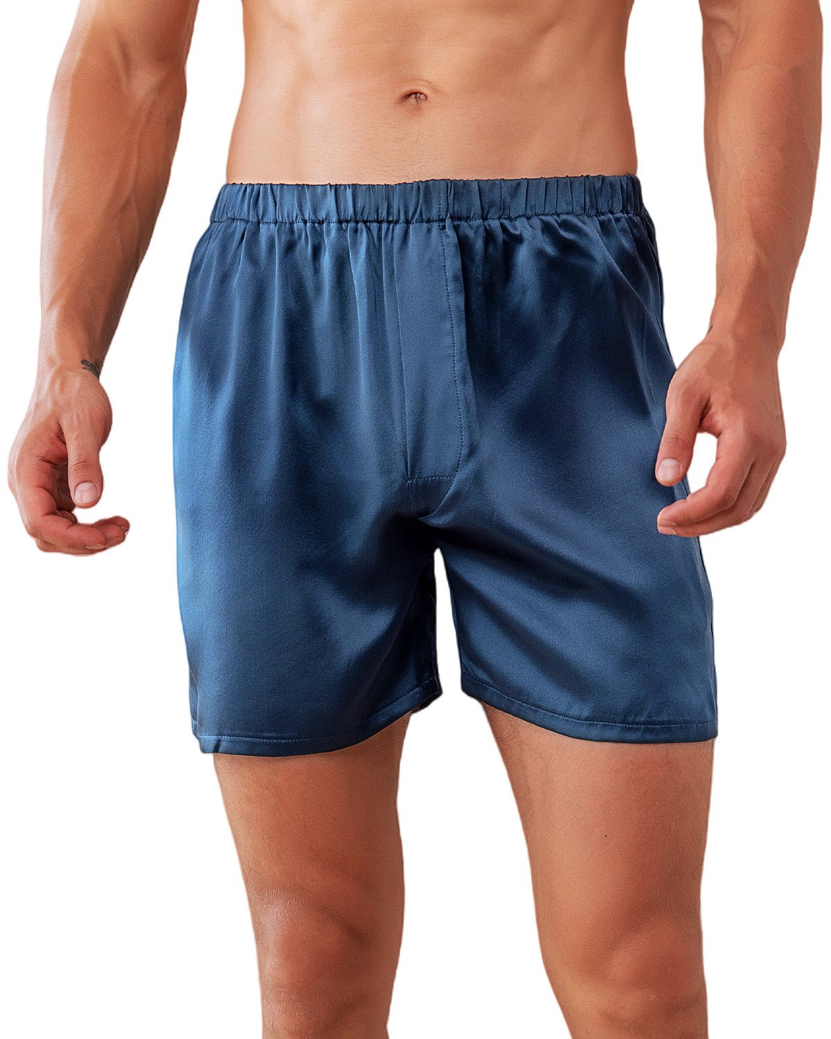 FEELITS Men's 100% Mulberry Silk Boxer Shorts - 22 Momme Silk Luxury Breathable Sleep Shorts for Nightwear, Beach, Travel - FEELITS