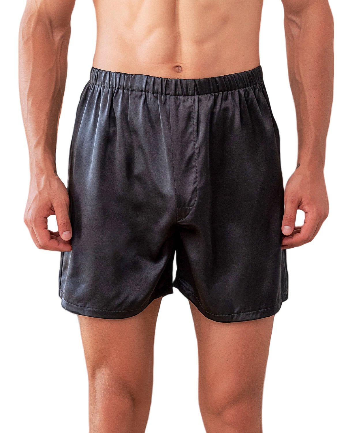 FEELITS Men's 100% Mulberry Silk Boxer Shorts - 22 Momme Silk Luxury Breathable Sleep Shorts for Nightwear, Beach, Travel - FEELITS