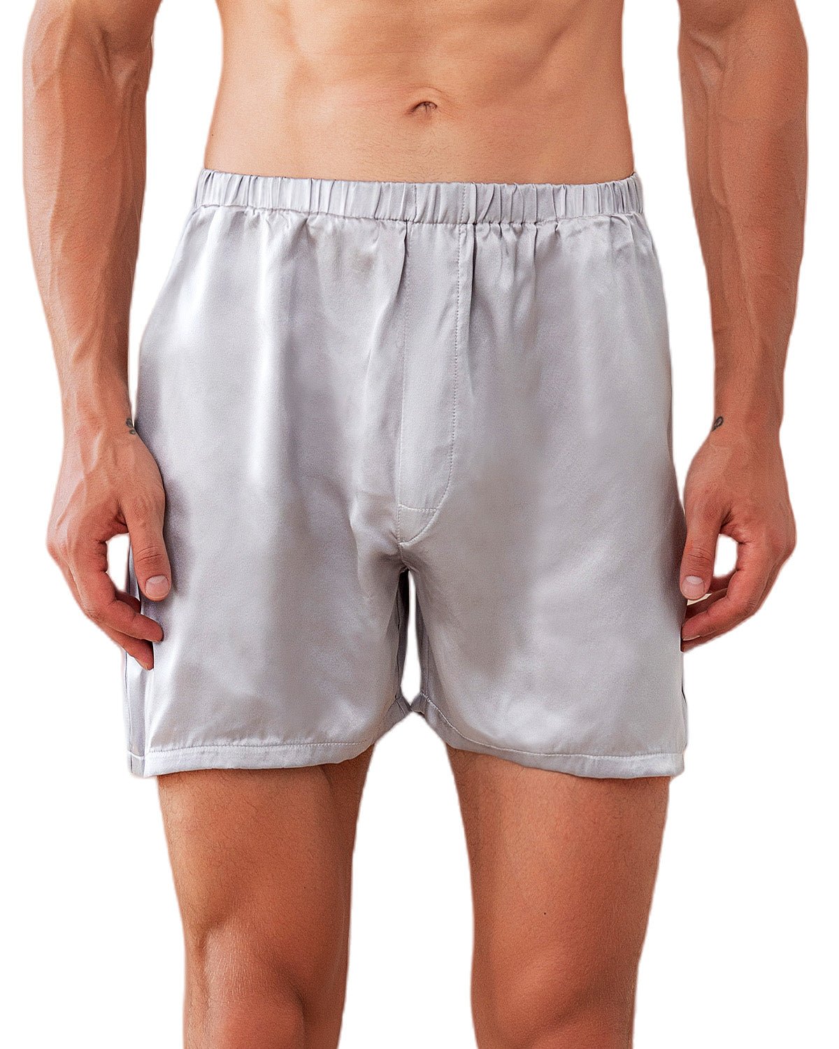 FEELITS Men's 100% Mulberry Silk Boxer Shorts - 22 Momme Silk Luxury Breathable Sleep Shorts for Nightwear, Beach, Travel - FEELITS