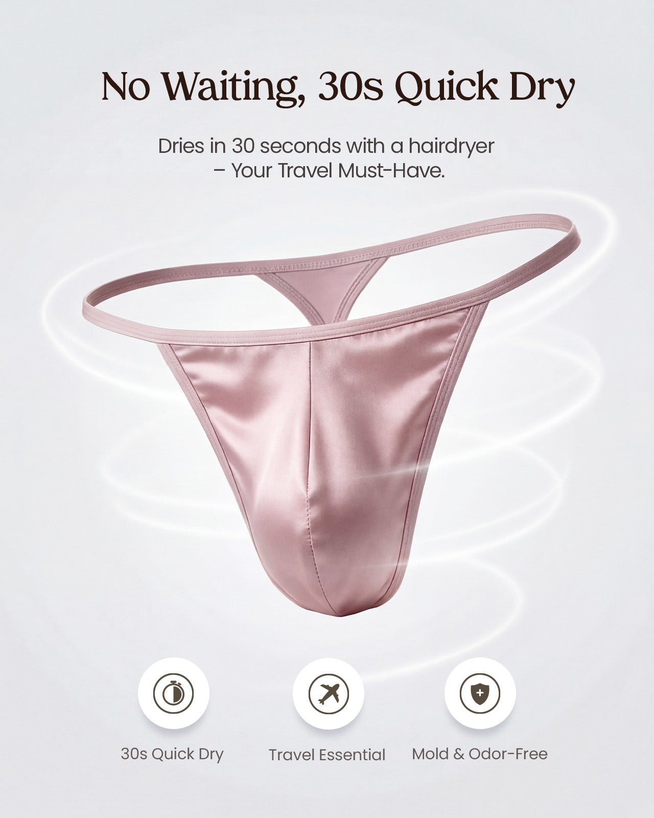 FEELITS Men's Mulberry Silk Thong – Ultra - Soft Breathable T - Back Underwear - FEELITS