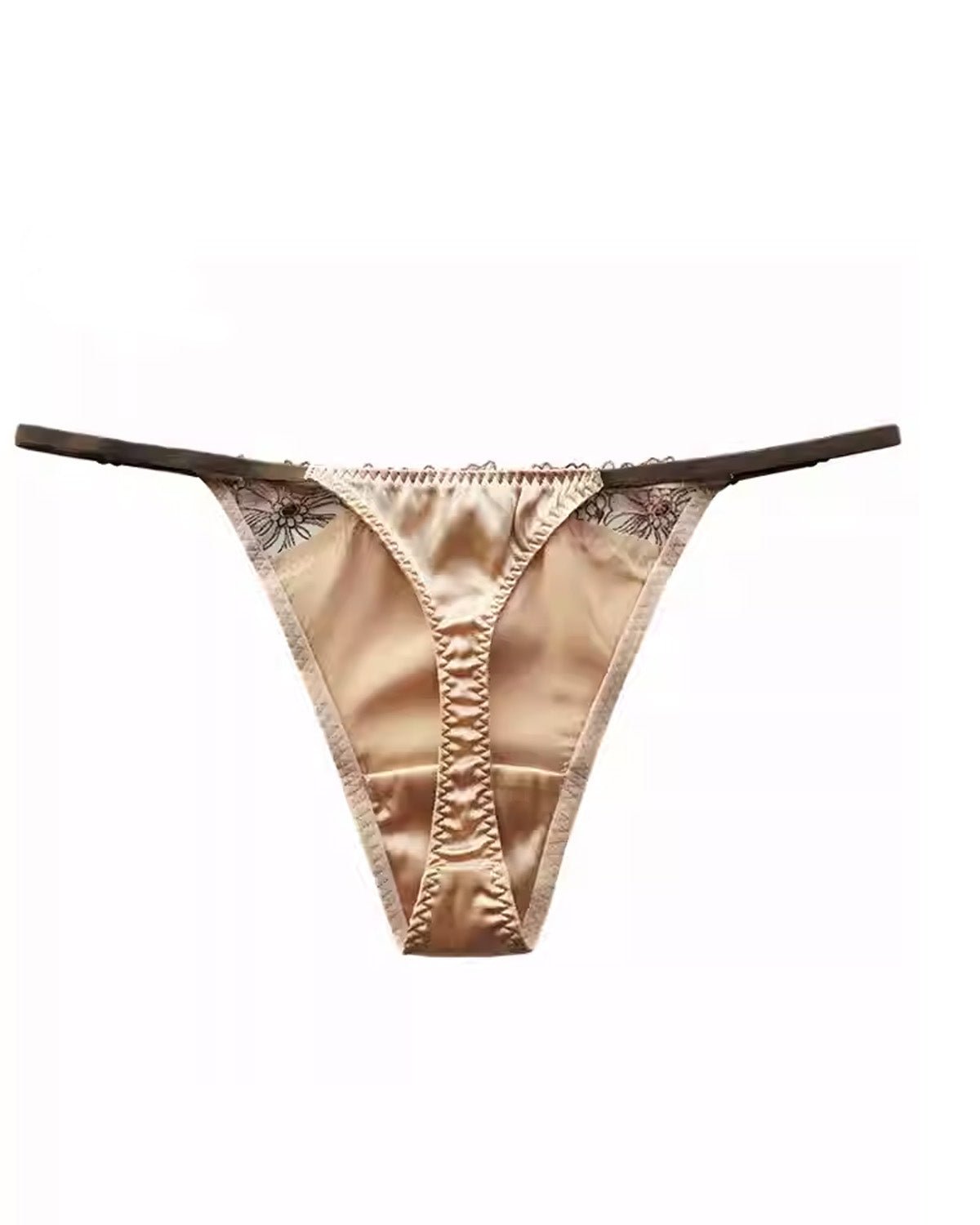 FEELITS Mulberry Silk Champagne Gold Thong for Women – Luxe Pearl Shine Elegance - FEELITS