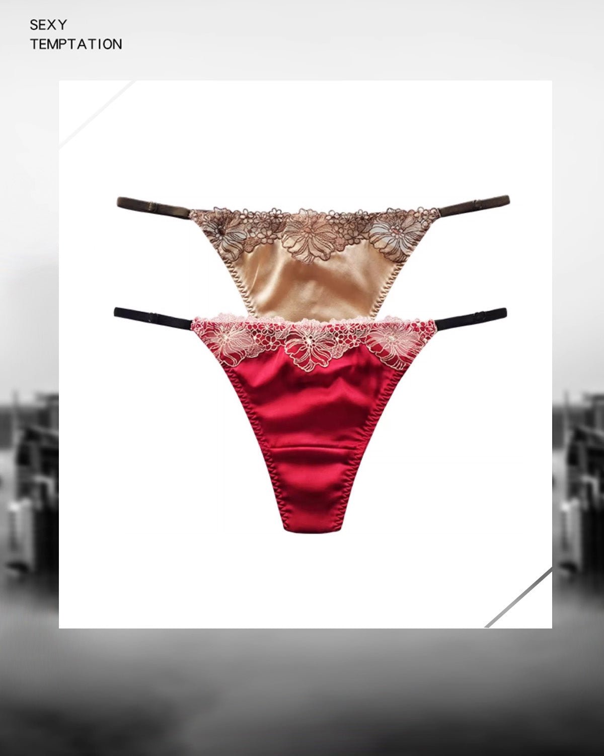FEELITS Mulberry Silk Champagne Gold Thong for Women – Luxe Pearl Shine Elegance - FEELITS
