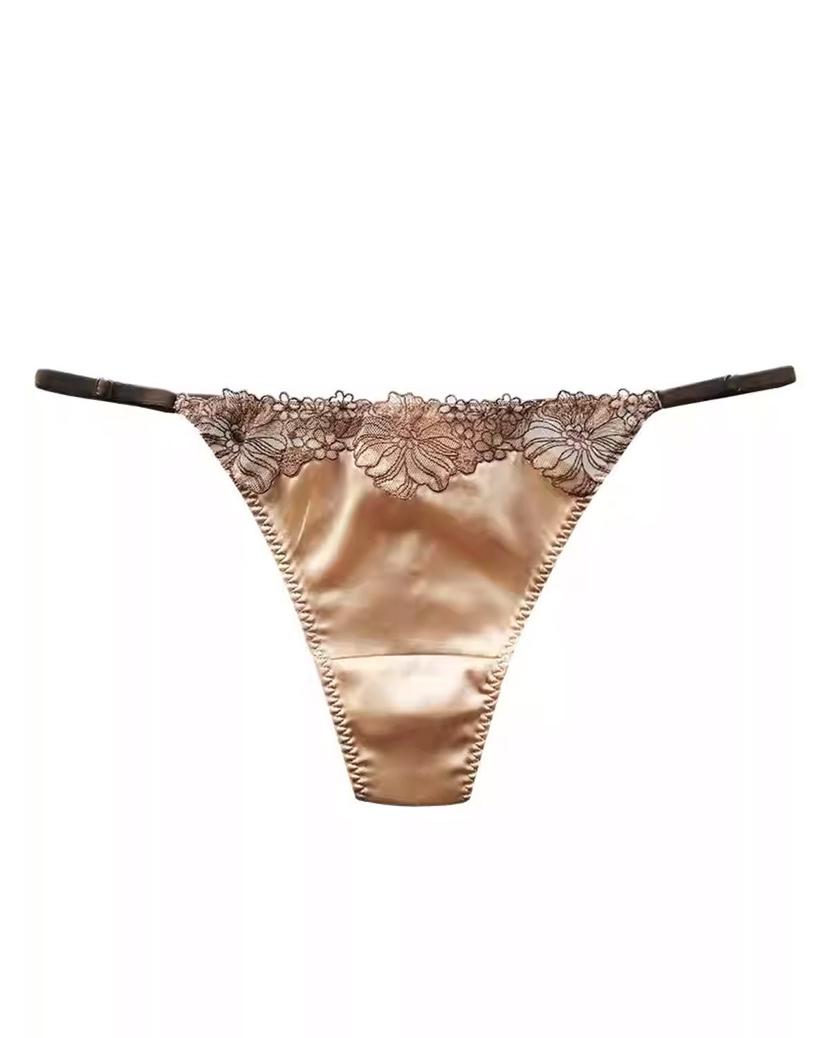 FEELITS Mulberry Silk Champagne Gold Thong for Women – Luxe Pearl Shine Elegance - FEELITS