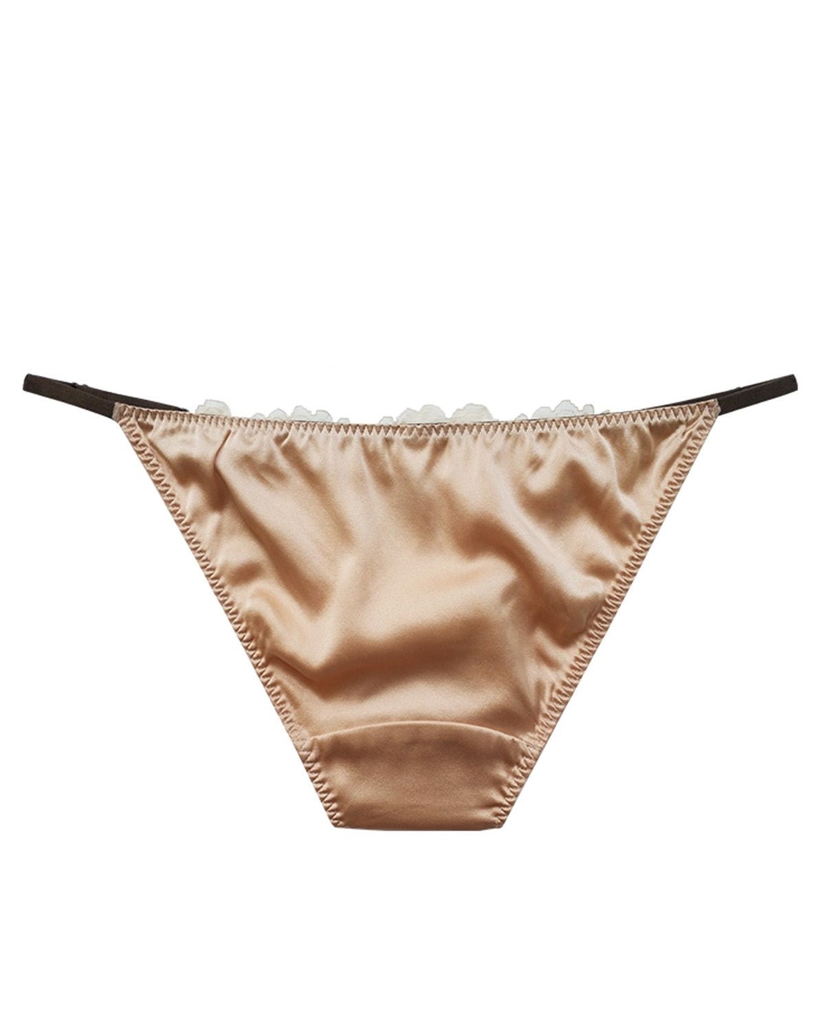 FEELITS Mulberry Silk & Lace Low - Rise Bikini Panties – Mulberry Silk, Sheer Strap Design with Adjustable Waist - FEELITS