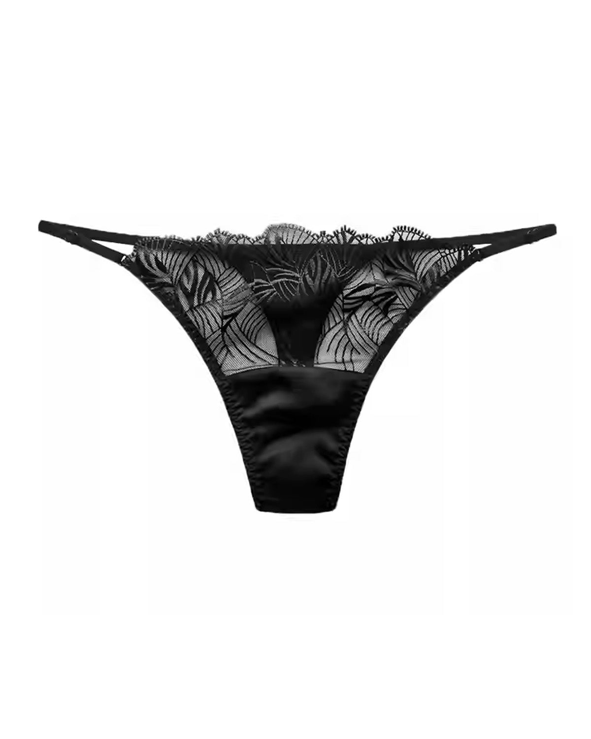 FEELITS Mulberry Silk Sexy Thong – Sheer Lace Temptation - FEELITS