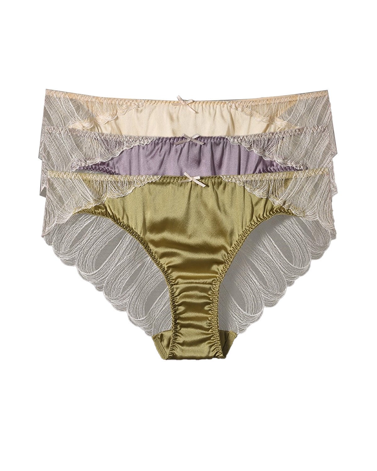 FEELITS Mulberry Silk Sheer Lace Low - Rise Brief Panties – Luxury Green Mulberry Silk Lingerie for Women, Sensual, Comfortable & Elegant - FEELITS
