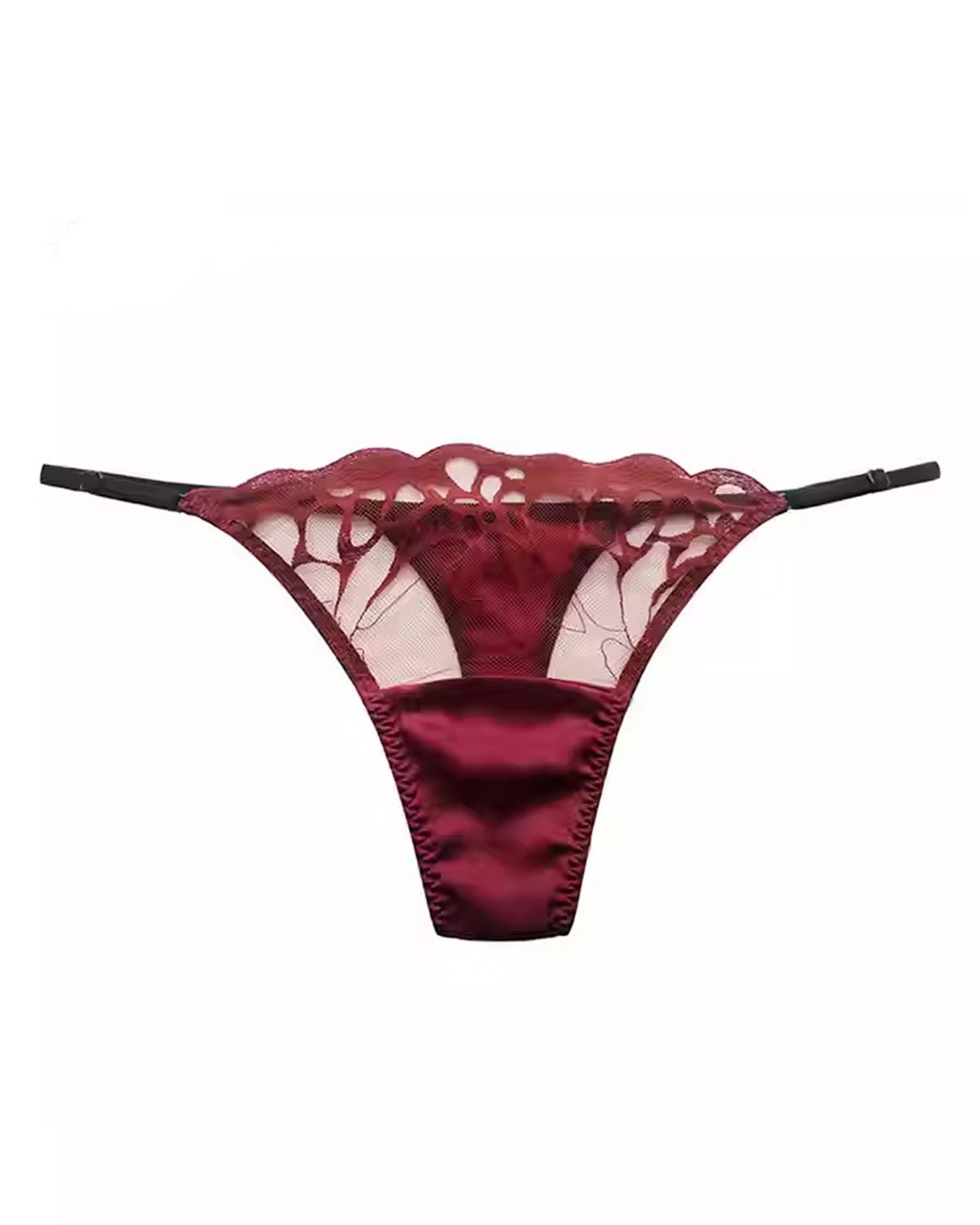 FEELITS Mulberry Silk Thong Panties for Women – Sexy Lace Sheer Temptation - FEELITS