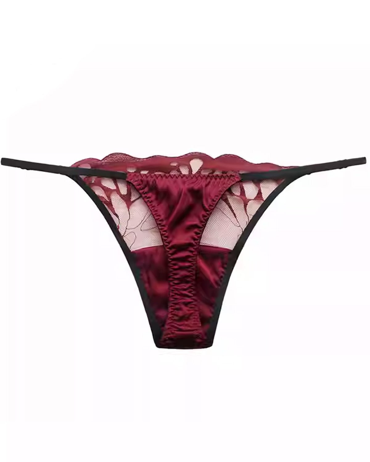 FEELITS Mulberry Silk Thong Panties for Women – Sexy Lace Sheer Temptation - FEELITS