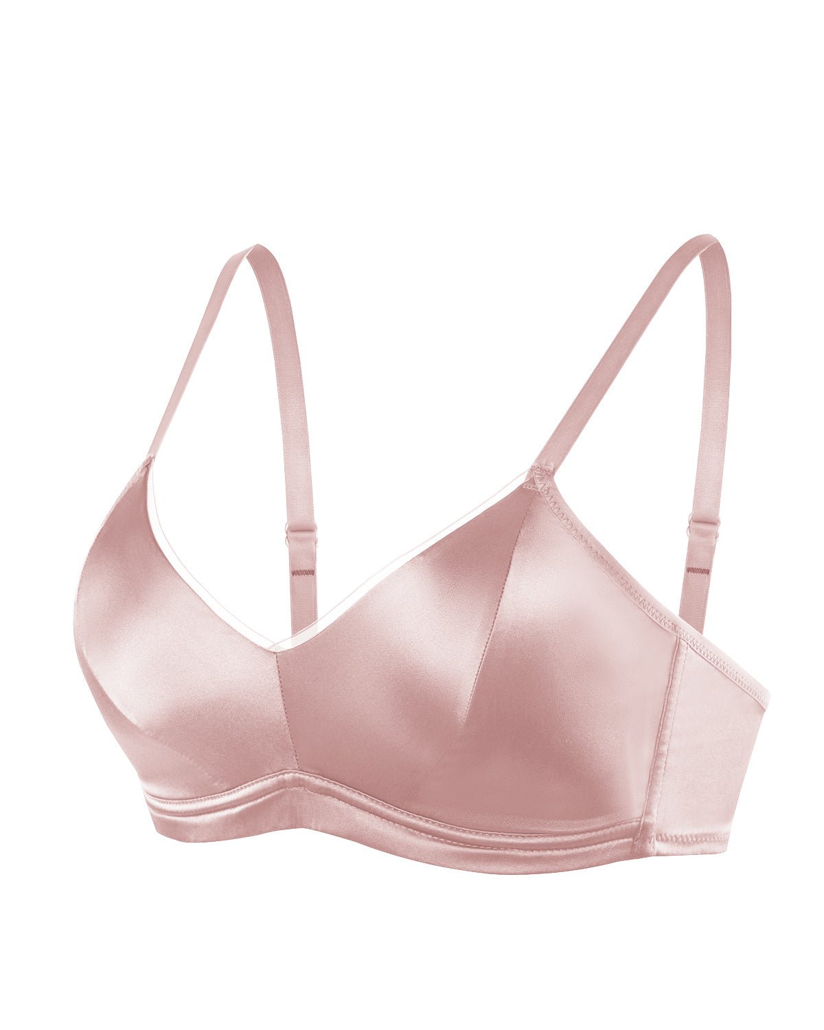 FEELITS Real Mulberry Silk Bra, Full Coverage Silk Satin Bralette, Wireless with Adjustable Straps, Breathable Soft Cup - FEELITS