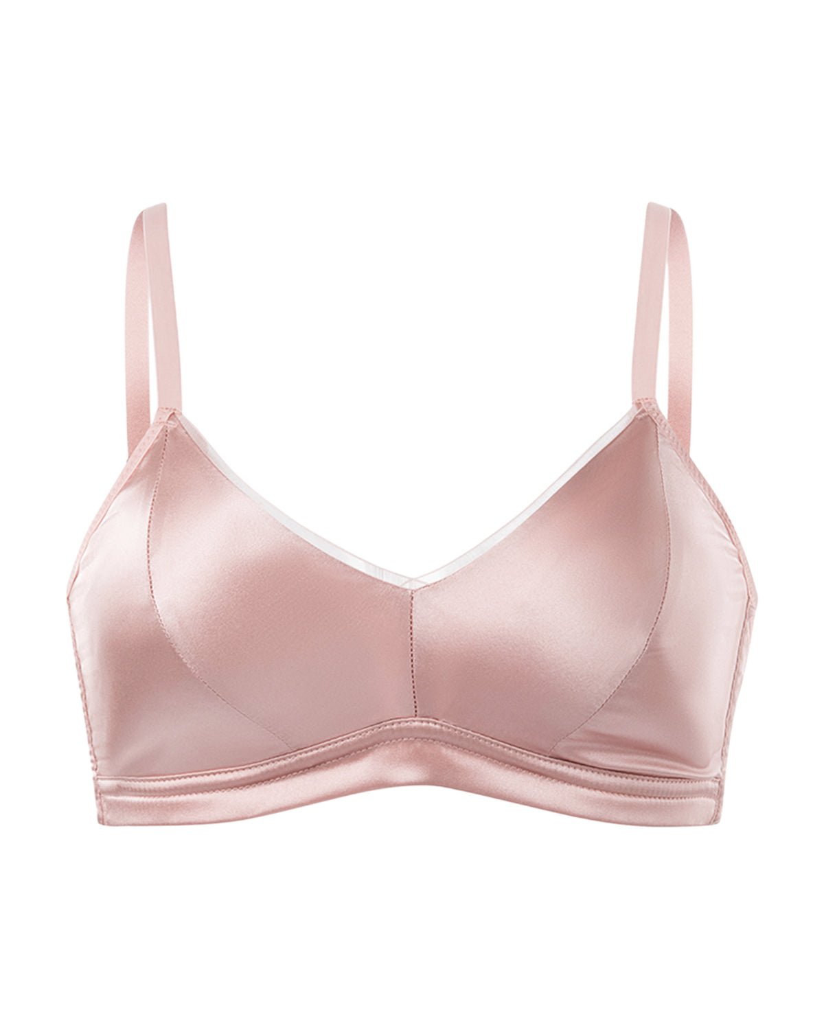 FEELITS Real Mulberry Silk Bra, Full Coverage Silk Satin Bralette, Wireless with Adjustable Straps, Breathable Soft Cup - FEELITS