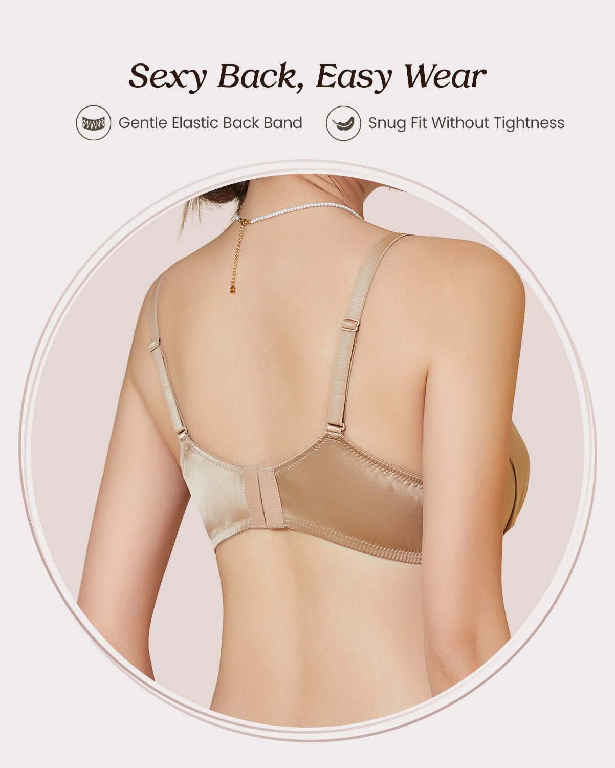 FEELITS Real Mulberry Silk Bralette, Wireless Push - Up 19 Momme Silk Satin Bra with Adjustable Straps - FEELITS