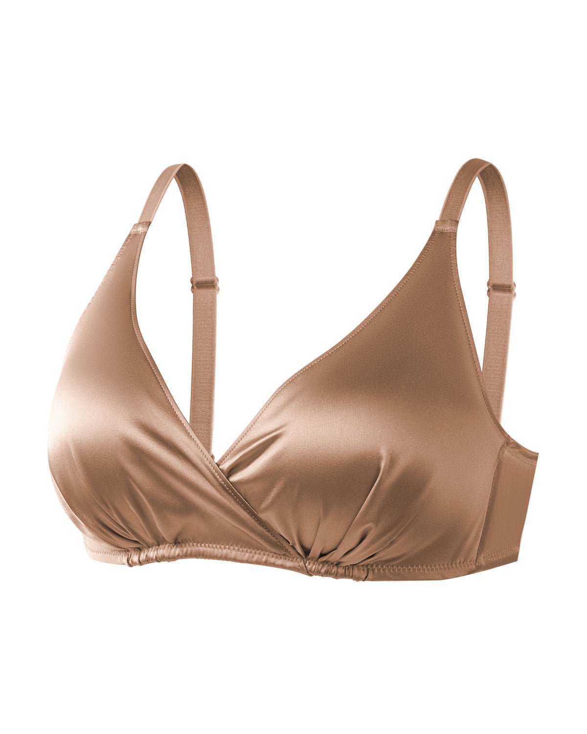 FEELITS Real Mulberry Silk Bralette, Wireless Push - Up 19 Momme Silk Satin Bra with Adjustable Straps - FEELITS