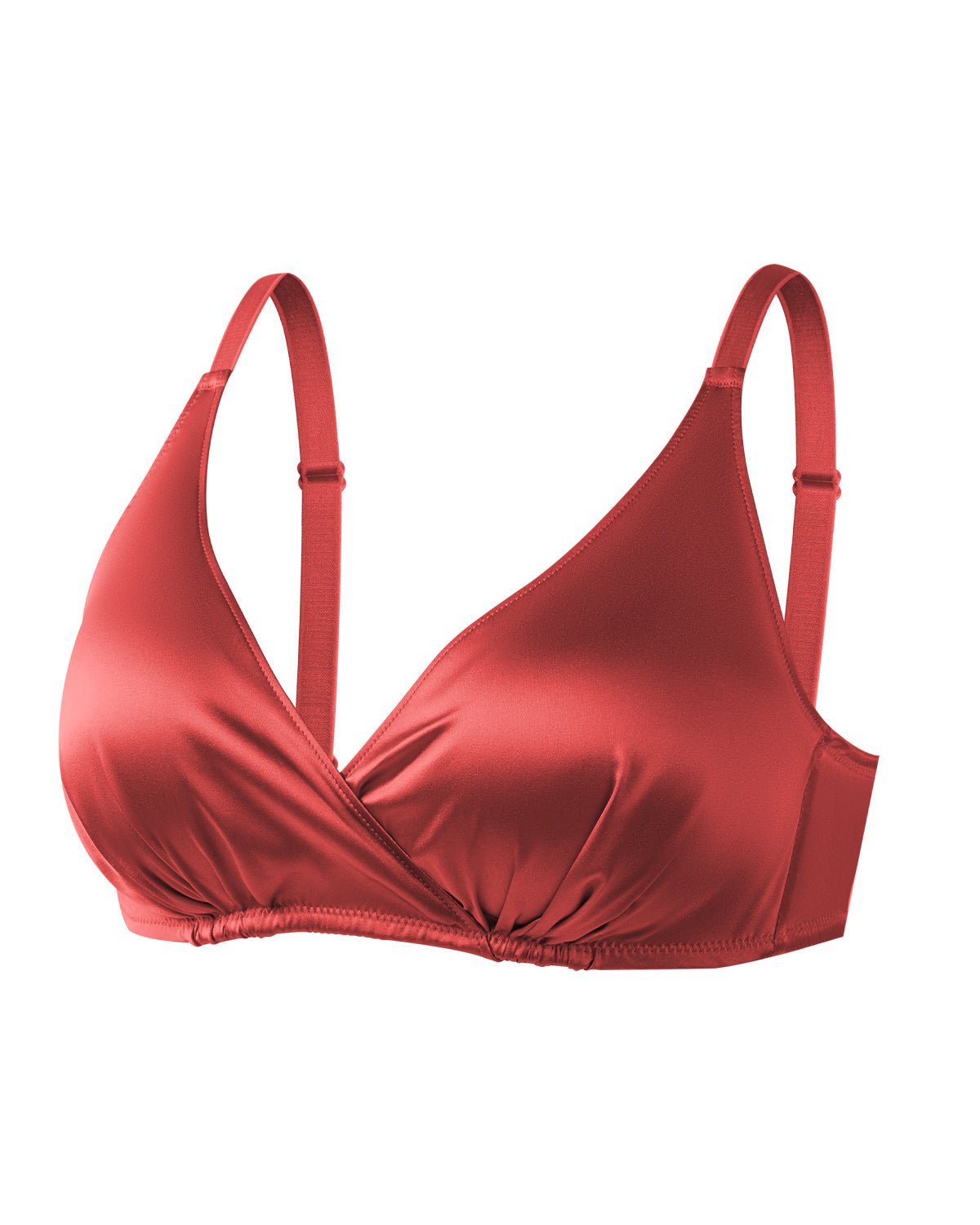 FEELITS Real Mulberry Silk Bralette, Wireless Push - Up 19 Momme Silk Satin Bra with Adjustable Straps - FEELITS