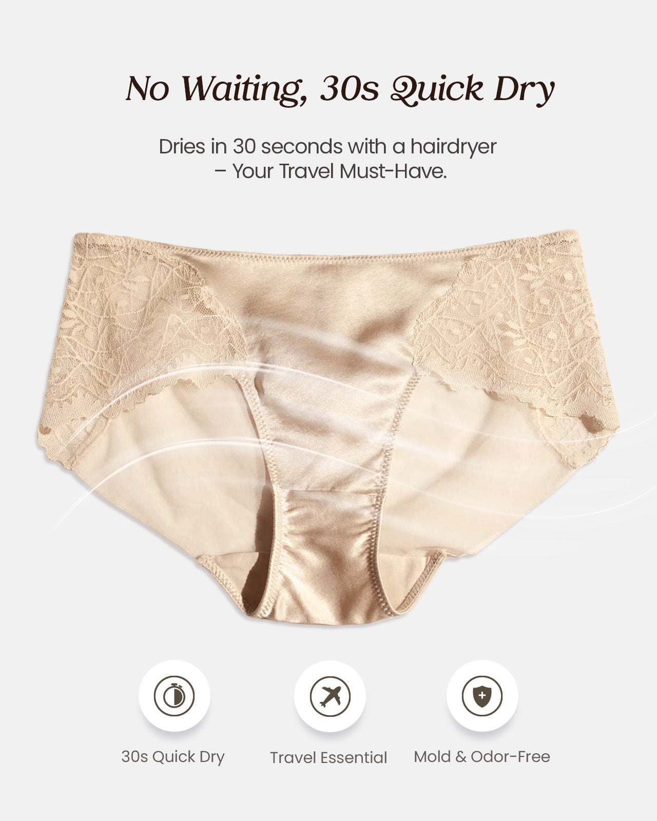 FEELITS Real Mulberry Silk Satin Underwear, Sexy Breathable Bikini Lace Silk Panties for Women - FEELITS