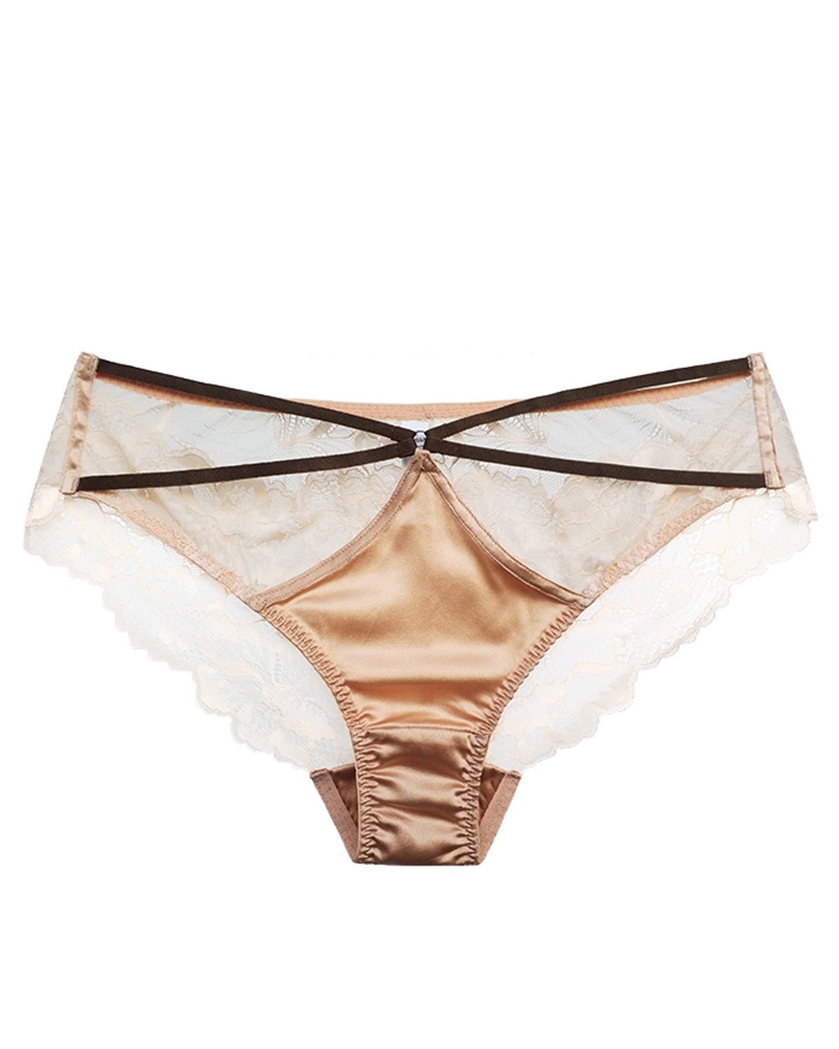 FEELITS Seduction Mulberry Silk and Lace Low - Rise Brief Panties – Luxury Pure Mulberry Silk Lingerie for Women, Sensual, Elegant & Comfortable - FEELITS