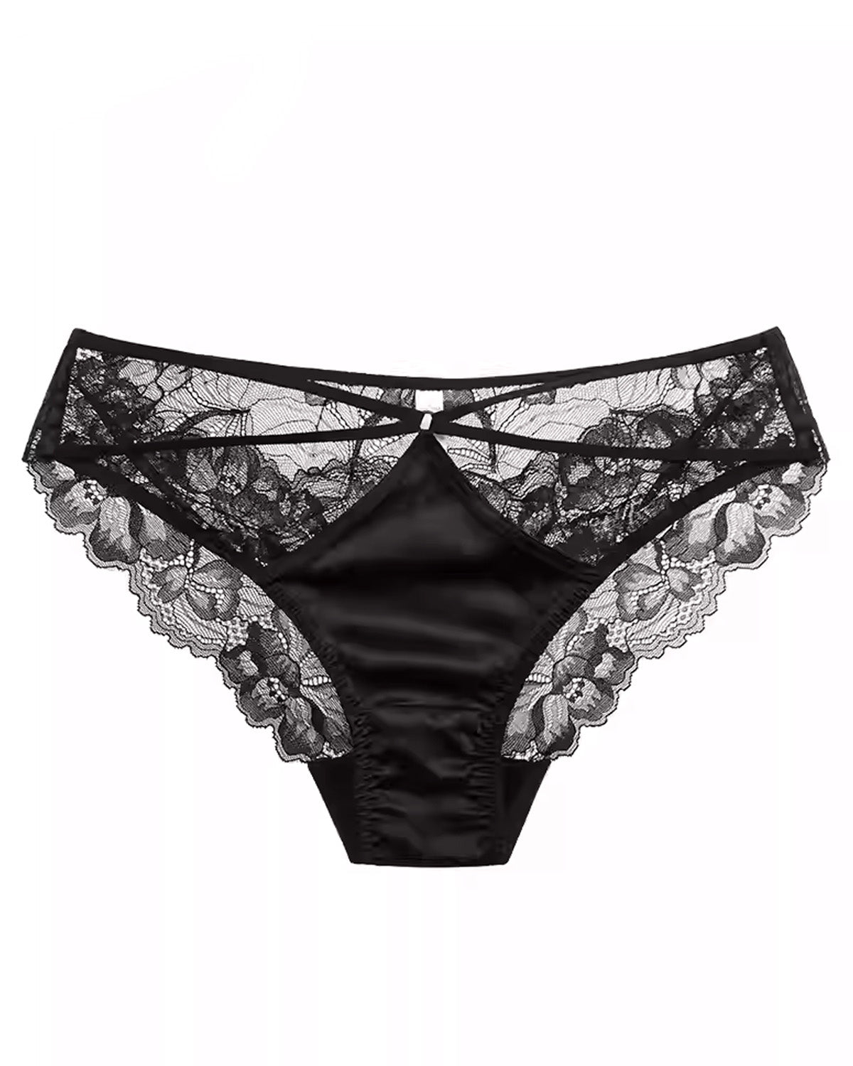 FEELITS Seduction Mulberry Silk and Lace Low - Rise Brief Panties – Luxury Pure Mulberry Silk Lingerie for Women, Sensual, Elegant & Comfortable - FEELITS
