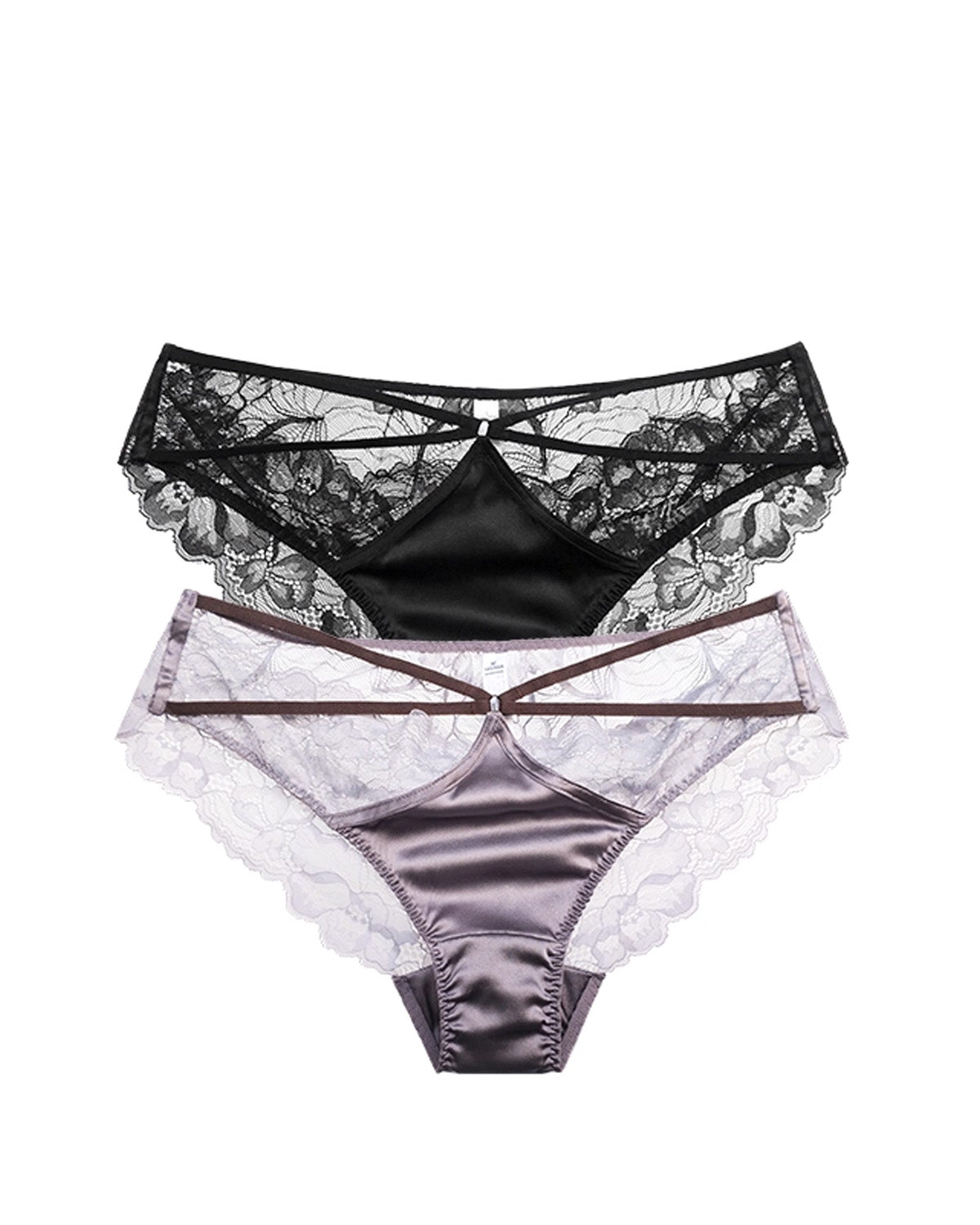 FEELITS Seduction Mulberry Silk and Lace Low - Rise Brief Panties – Luxury Pure Mulberry Silk Lingerie for Women, Sensual, Elegant & Comfortable - FEELITS