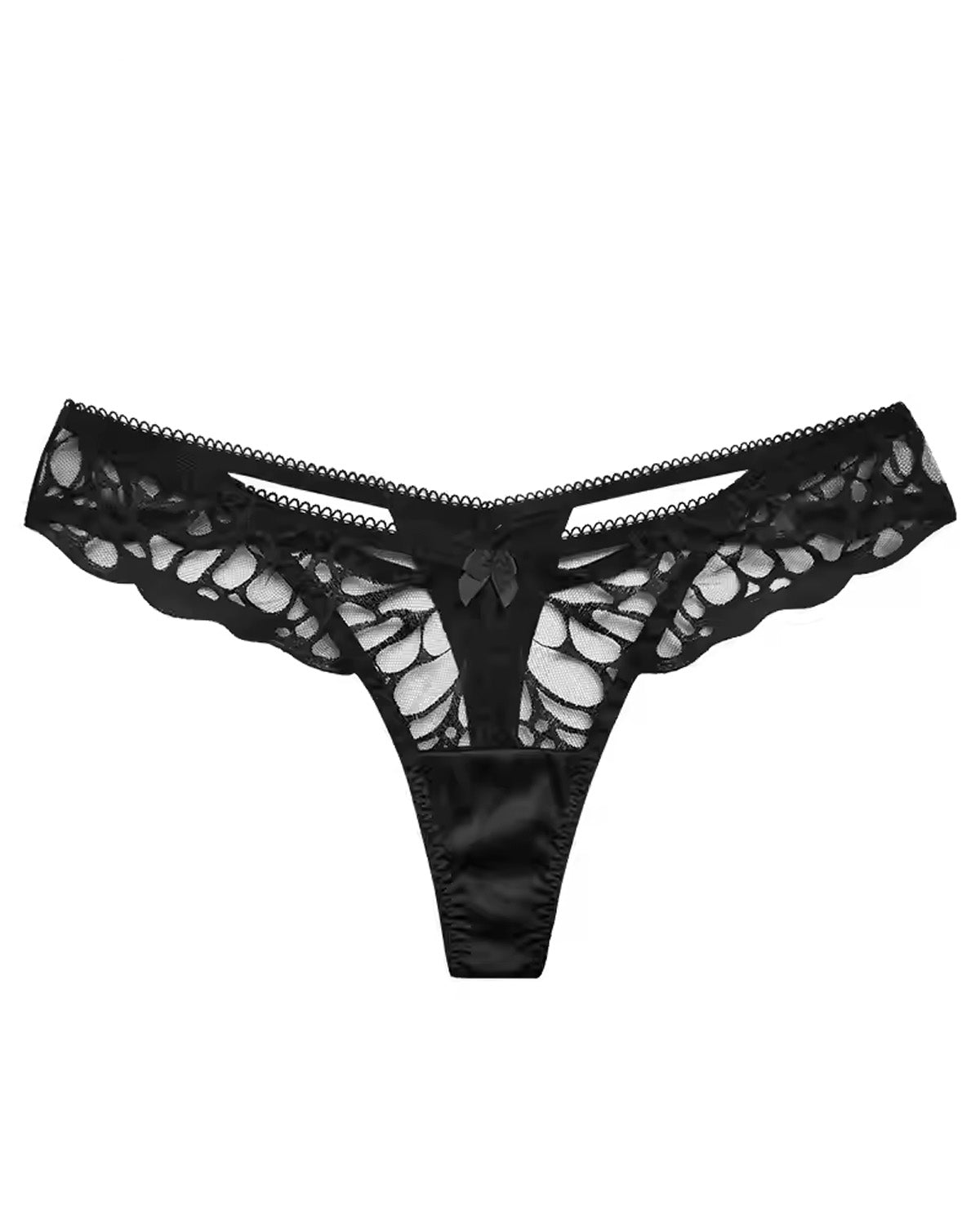 FEELITS Seduction Silk Embroidered Lace Low - Rise Sheer Thong Panties – Luxury 93% Mulberry Silk Lingerie for Women, Sensual, Honeymoon & Wedding Ready - FEELITS