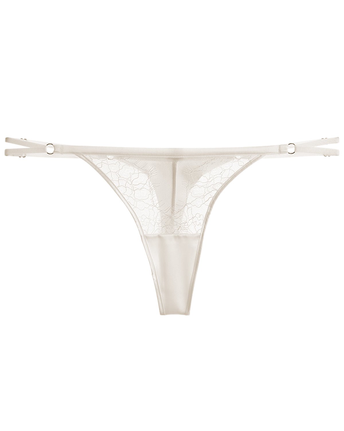 FEELITS Seduction Silk Lace Low - Rise T - Back Thong Panties – Luxury 100% Mulberry Silk Lingerie for Women, Sheer, Sensual & Elegant - FEELITS