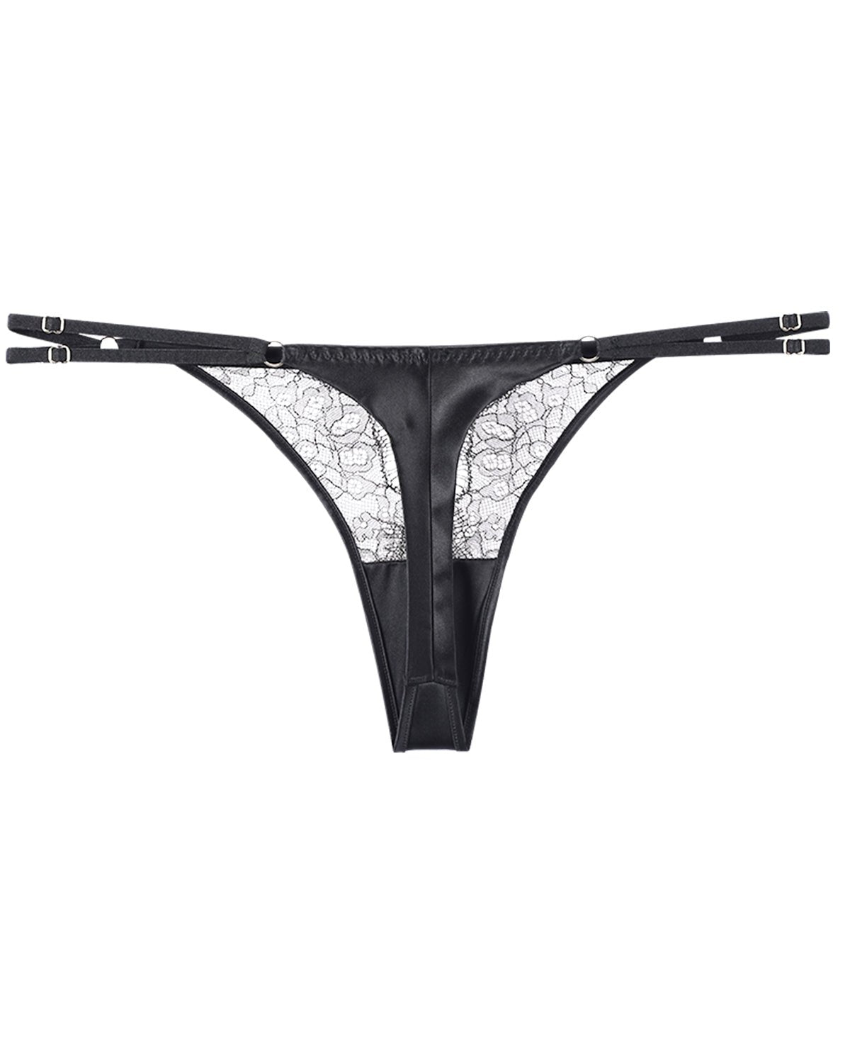 FEELITS Seduction Silk Lace Low - Rise T - Back Thong Panties – Luxury 100% Mulberry Silk Lingerie for Women, Sheer, Sensual & Elegant - FEELITS