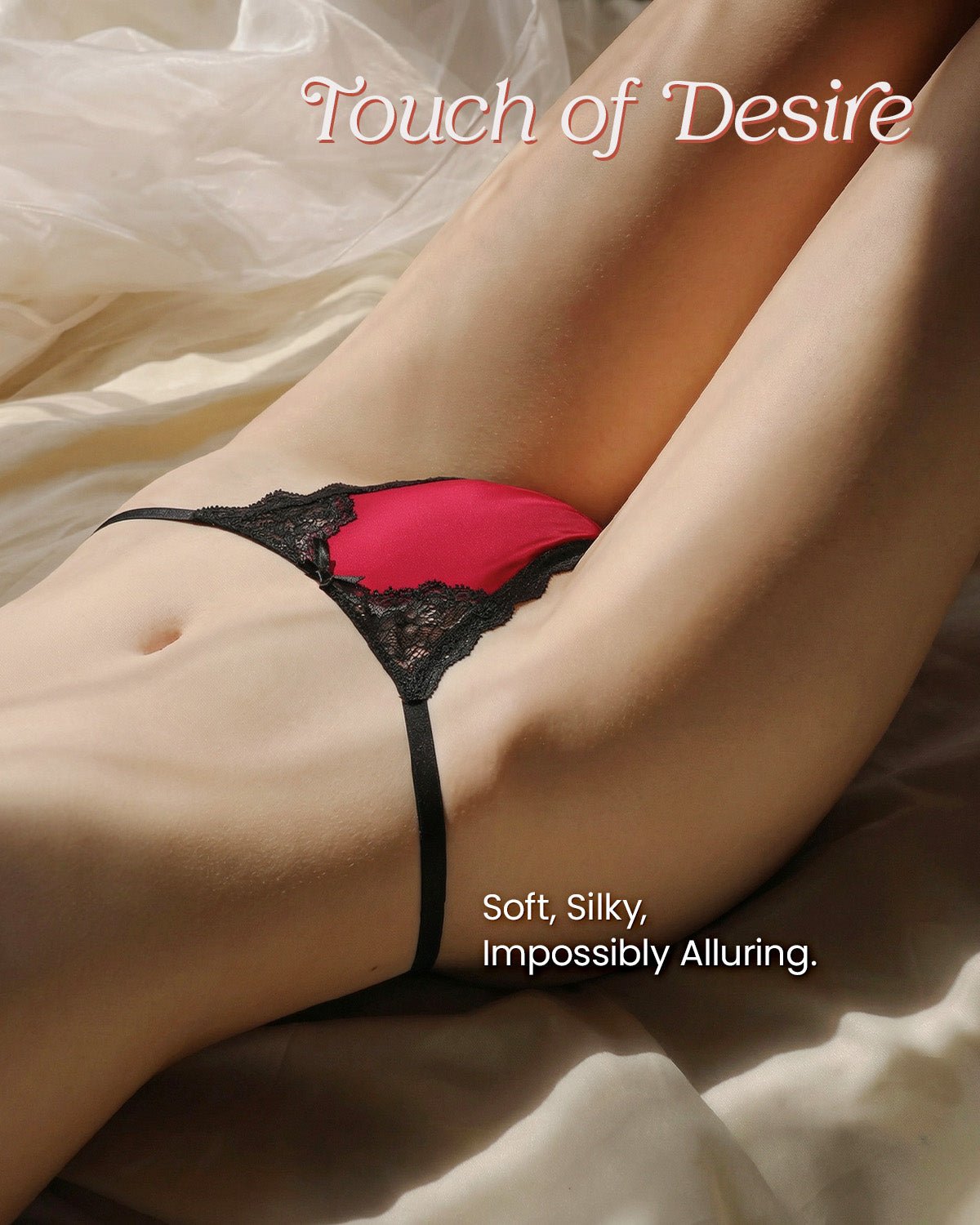 FEELITS Seduction Silk Lace Thong – 100% 6A Mulberry Silk G - String Panties for Women - FEELITS