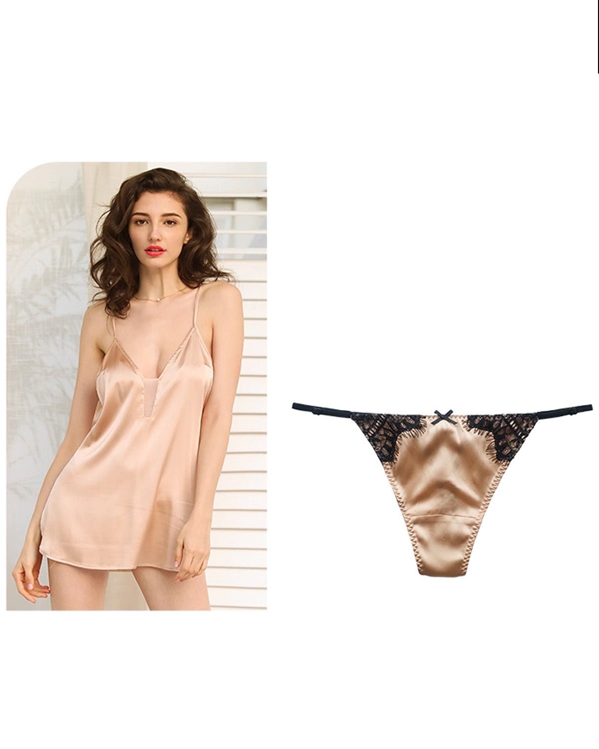 FEELITS Seduction Silk Lace Thong – 6A Mulberry Silk G - String Panties for Women - FEELITS