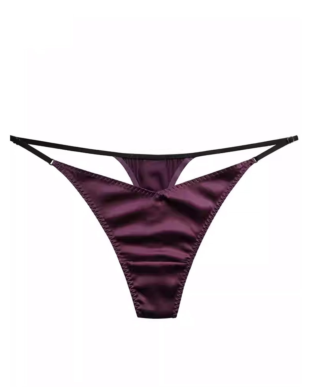 Feelits Seduction Silk Mid - Rise Thong Panties for Women – Adjustable Waist, Luxurious Mulberry Silk & Lace - FEELITS