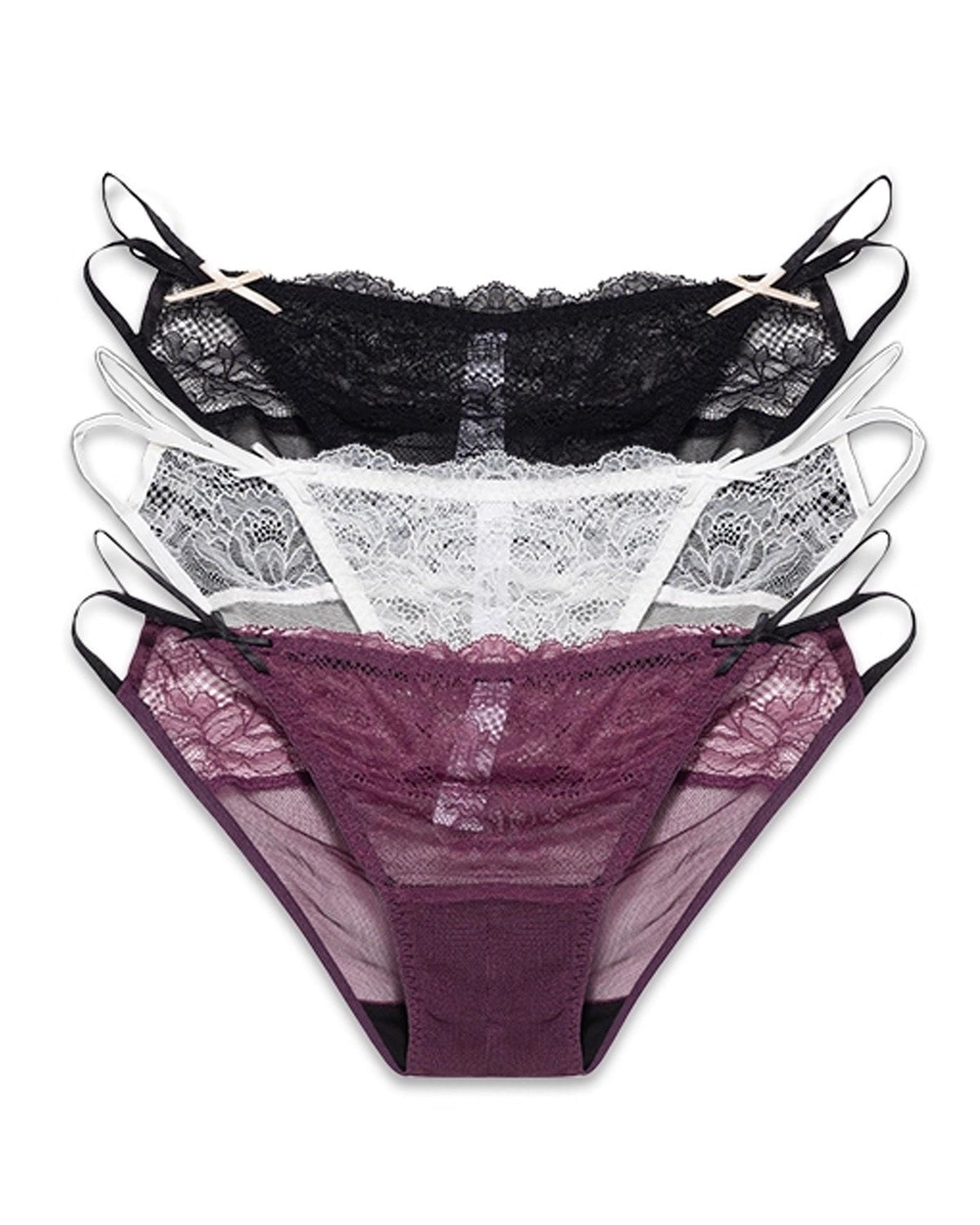FEELITS Seduction Silk Sheer Lace Low - Rise Bikini Panties – 100% Mulberry Silk Lingerie for Women, Sensual, Elegant & Comfortable - FEELITS