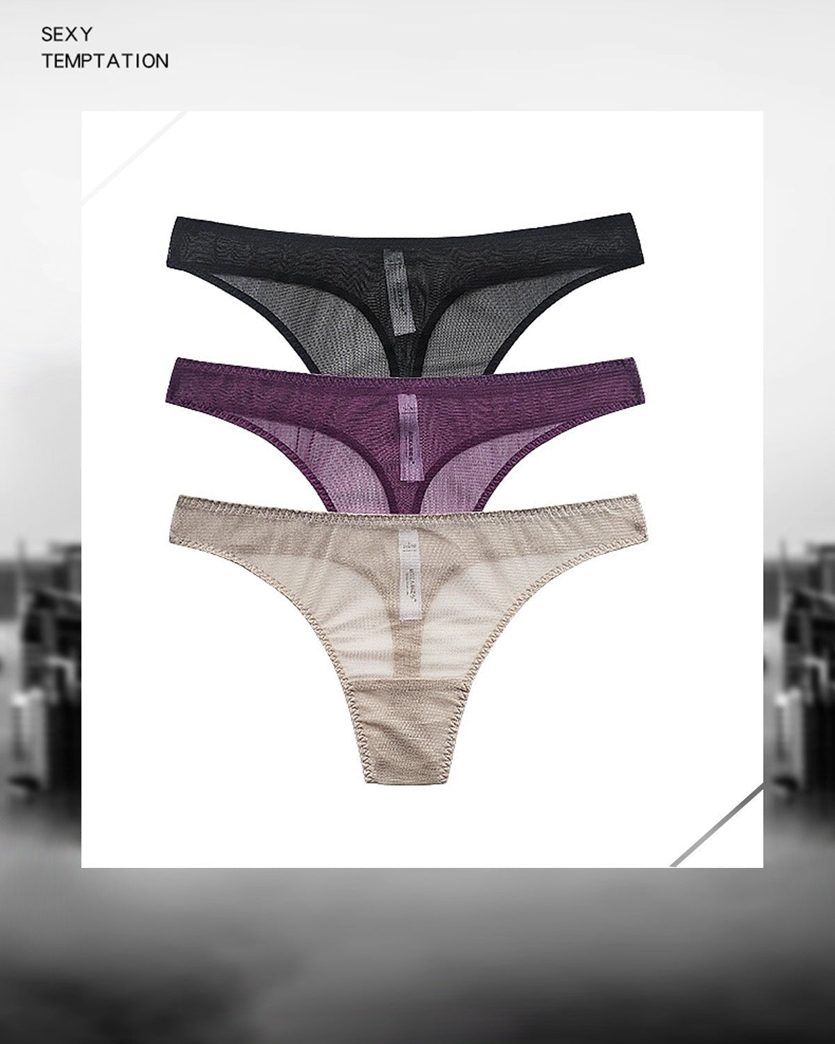 FEELITS Seduction Silk Sheer Thong – Low - Rise 100% 6A Mulberry Silk Mesh G - String Panties for Women - FEELITS