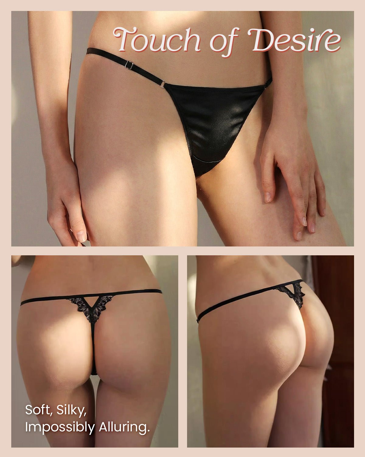 FEELITS Seduction Silk Smooth Mid - Rise T - Back Thong Panties – 100% Luxury Mulberry Silk Lingerie for Women, Seamless, Sensual & Elegant - FEELITS