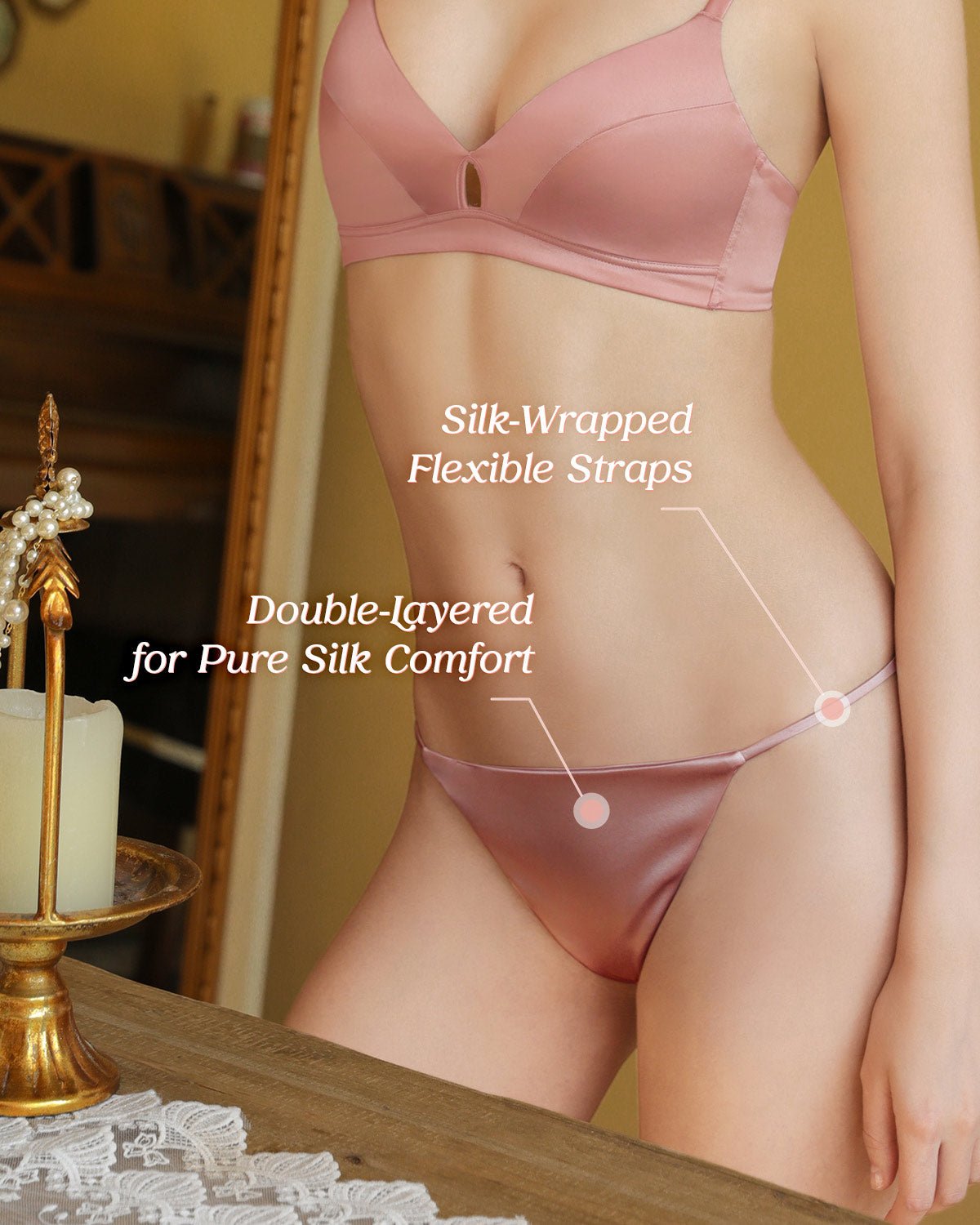 FEELITS Seduction Silk Smooth T - Back Thong Panties – Luxury 100% Mulberry Silk Lingerie for Women, Seamless, Sensual & Elegant - FEELITS