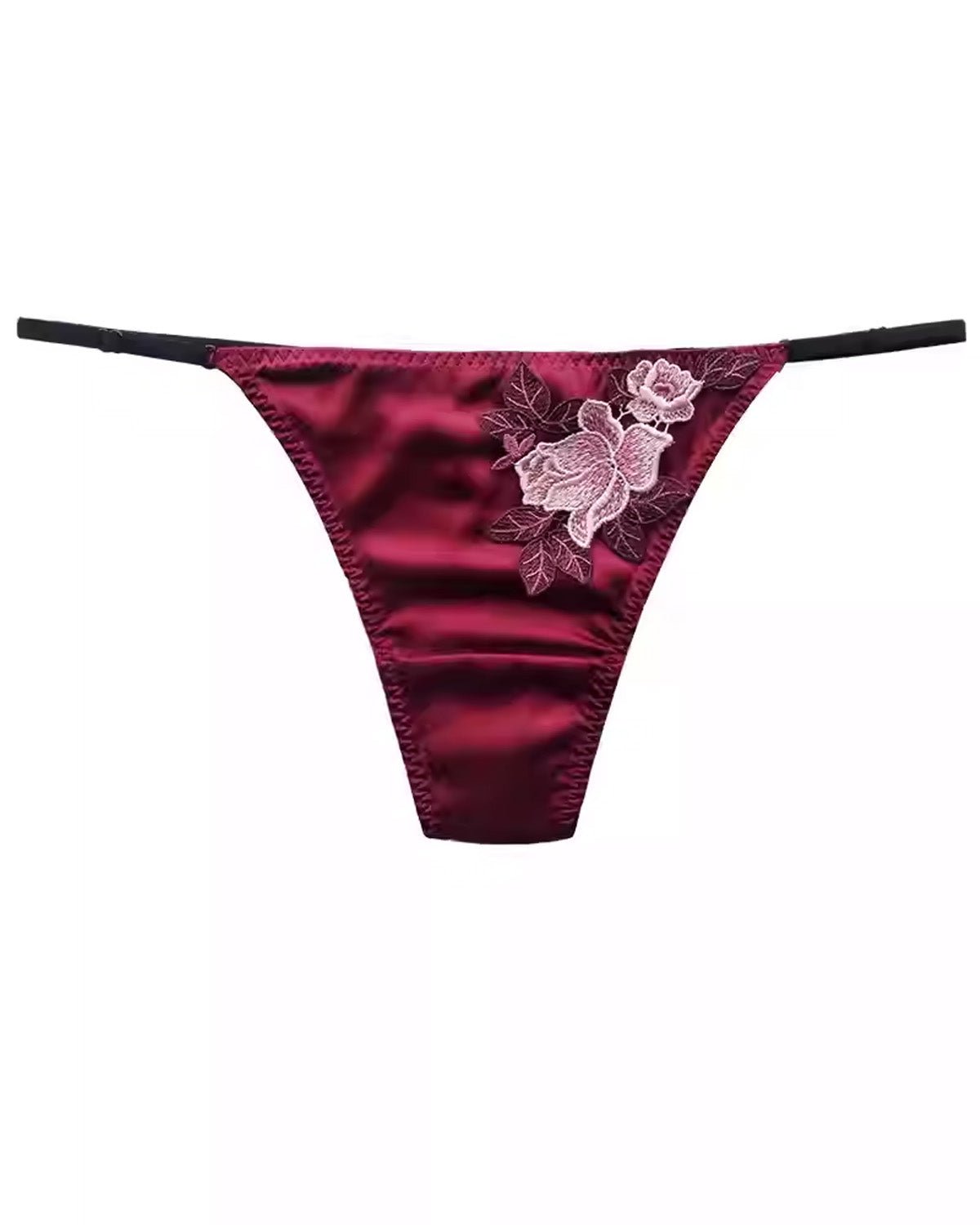 FEELITS Seduction Silk Thong – Low - Rise Embroidered Lace Silk G - String Panties for Women - FEELITS