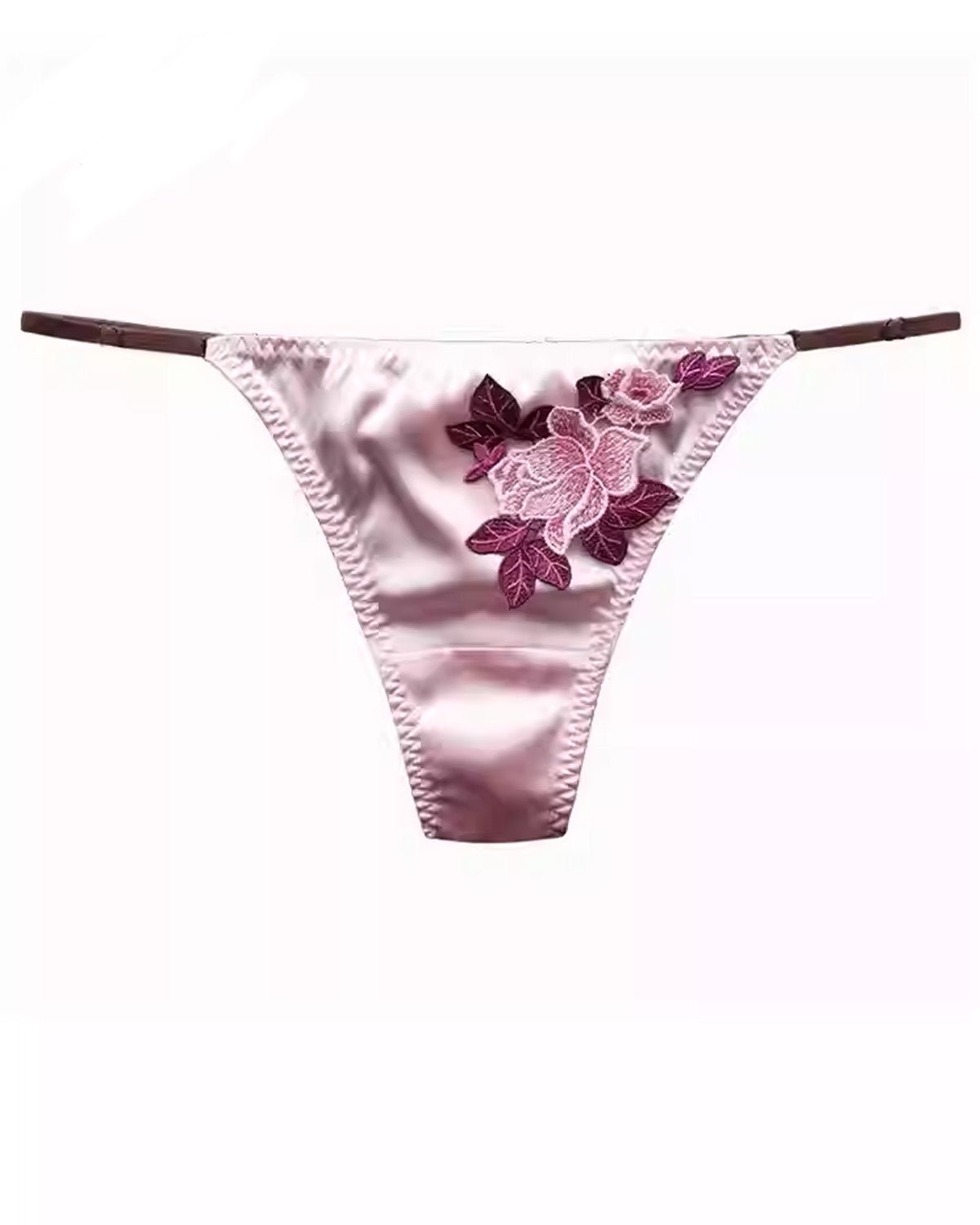 FEELITS Seduction Silk Thong – Low - Rise Embroidered Lace Silk G - String Panties for Women - FEELITS