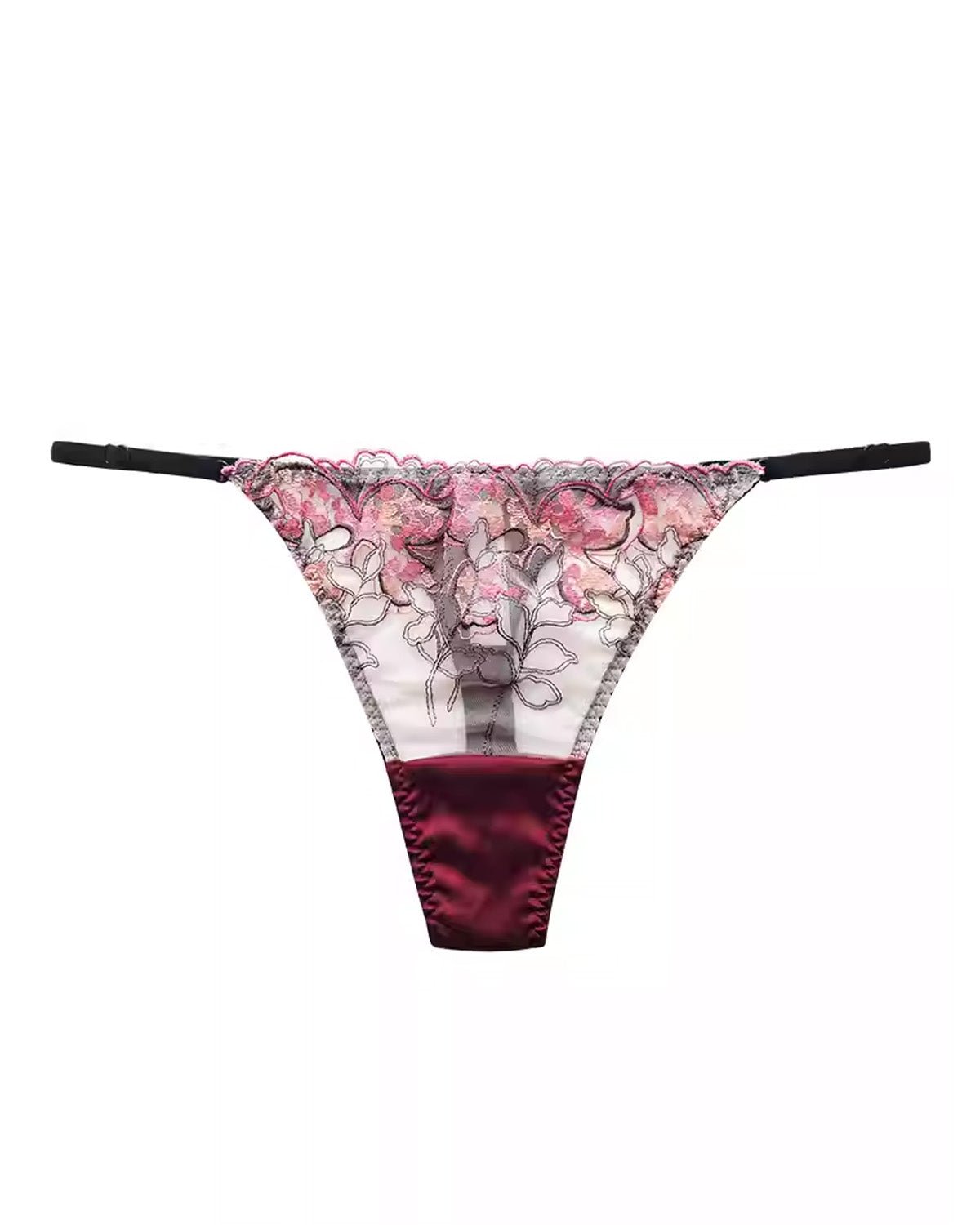 FEELITS Seduction Silk Thong – Low - Rise Sheer Lace G - String with Adjustable Straps Panties for Women - FEELITS