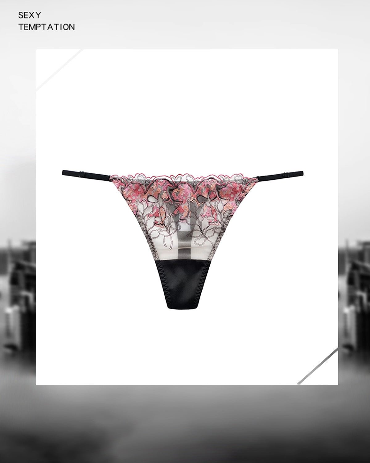 FEELITS Seduction Silk Thong – Low - Rise Sheer Lace G - String with Adjustable Straps Panties for Women - FEELITS