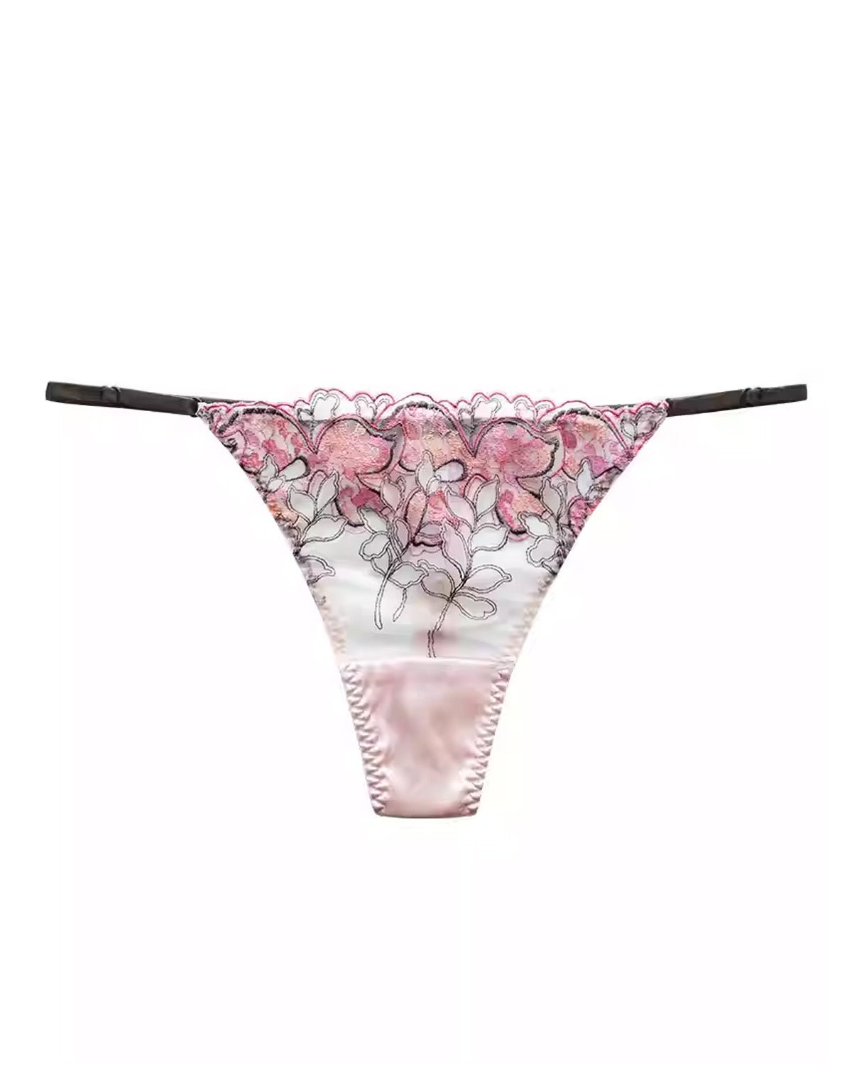 FEELITS Seduction Silk Thong – Low - Rise Sheer Lace G - String with Adjustable Straps Panties for Women - FEELITS