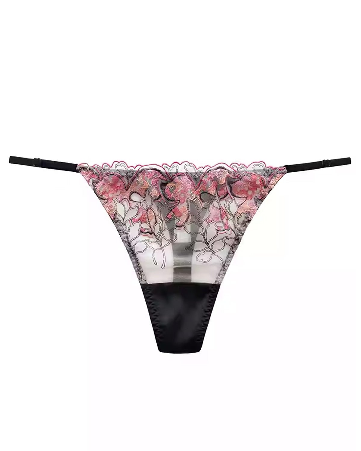 FEELITS Seduction Silk Thong – Low - Rise Sheer Lace G - String with Adjustable Straps Panties for Women - FEELITS