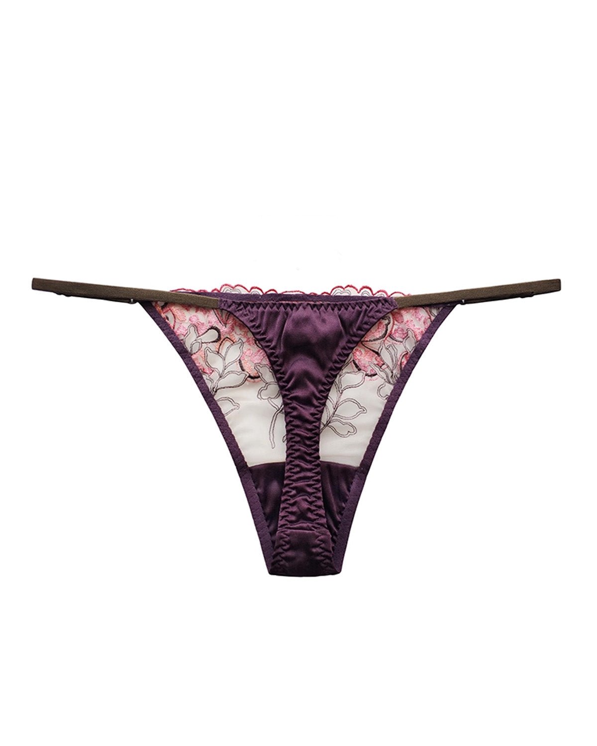 FEELITS Seduction Silk Thong – Low - Rise Sheer Lace G - String with Adjustable Straps Panties for Women - FEELITS