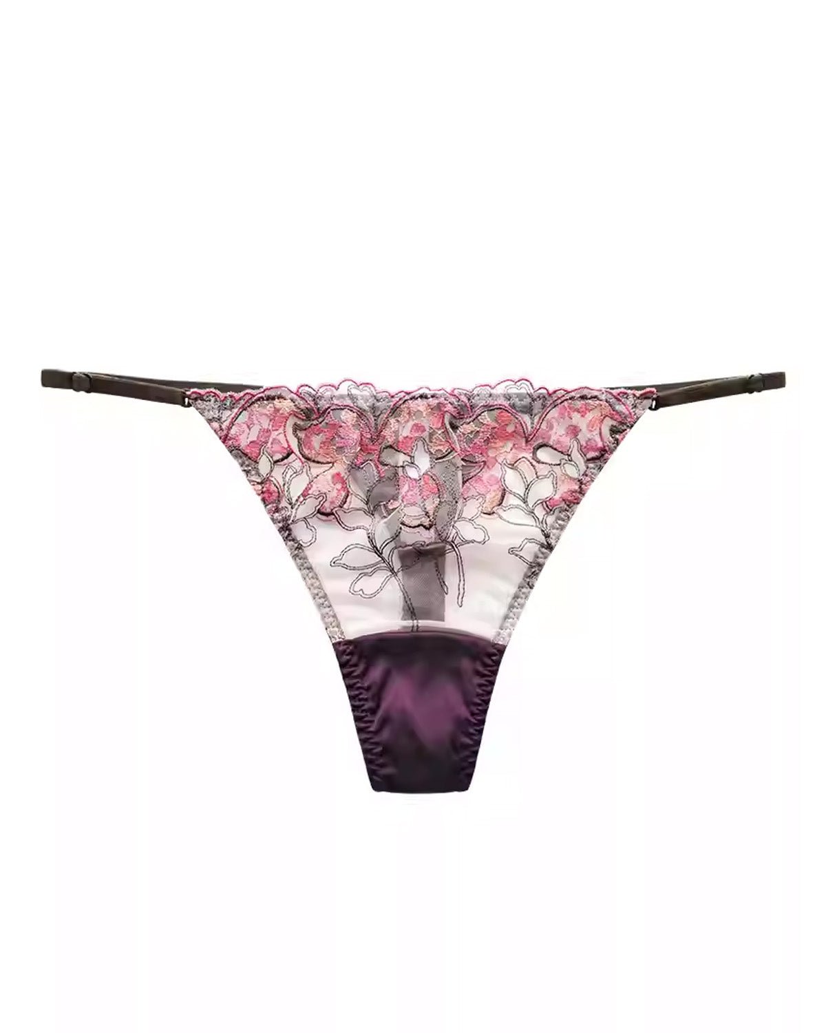 FEELITS Seduction Silk Thong – Low - Rise Sheer Lace G - String with Adjustable Straps Panties for Women - FEELITS