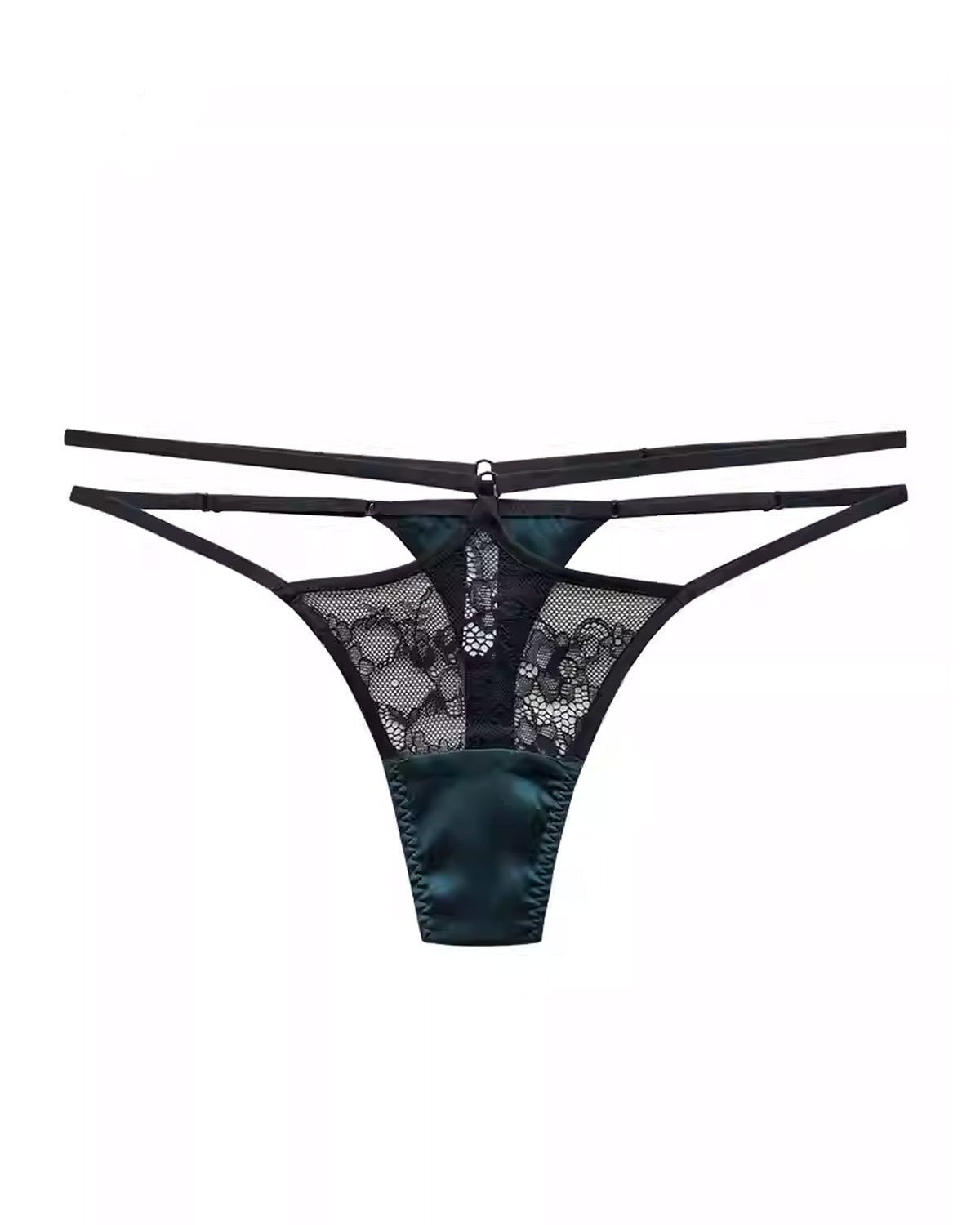 FEELITS Seduction Silk Vintage Green Thong – Mulberry Silk Mesh Lace No - Show Panties for Women - FEELITS