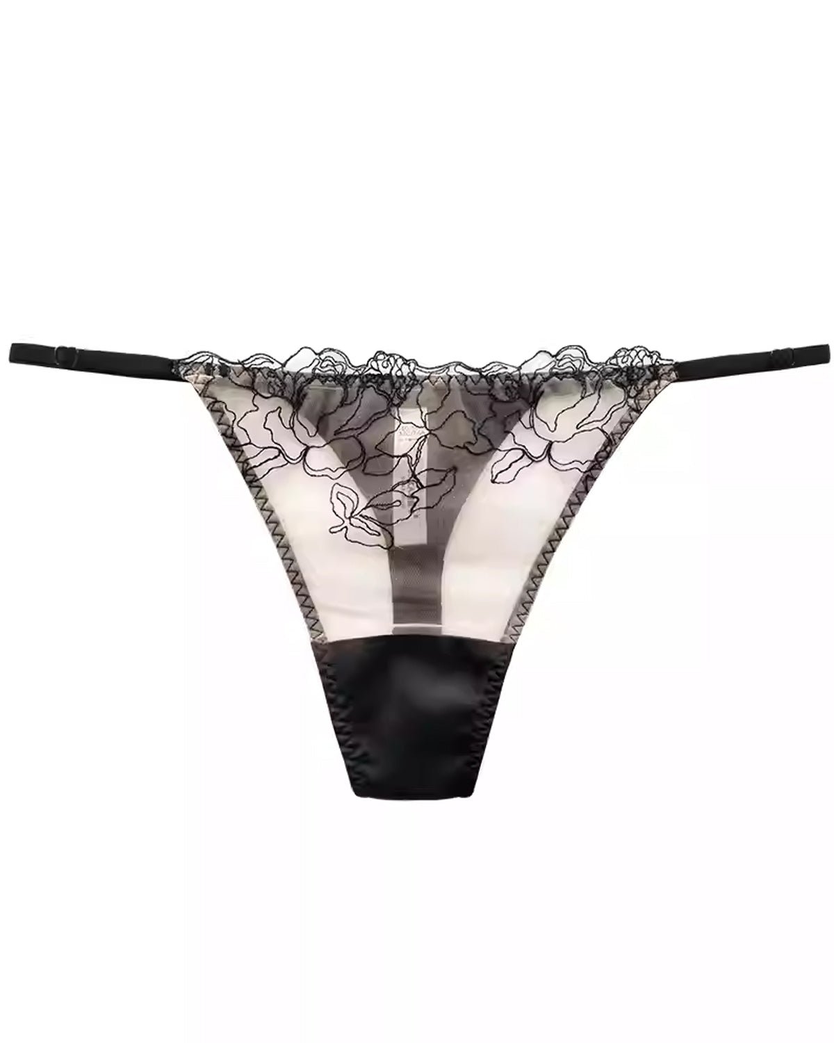 Feelits Sexy Mulberry Silk Lace Thong Panties for Women with Adjustable Waist and Exquisite Lace Design - FEELITS