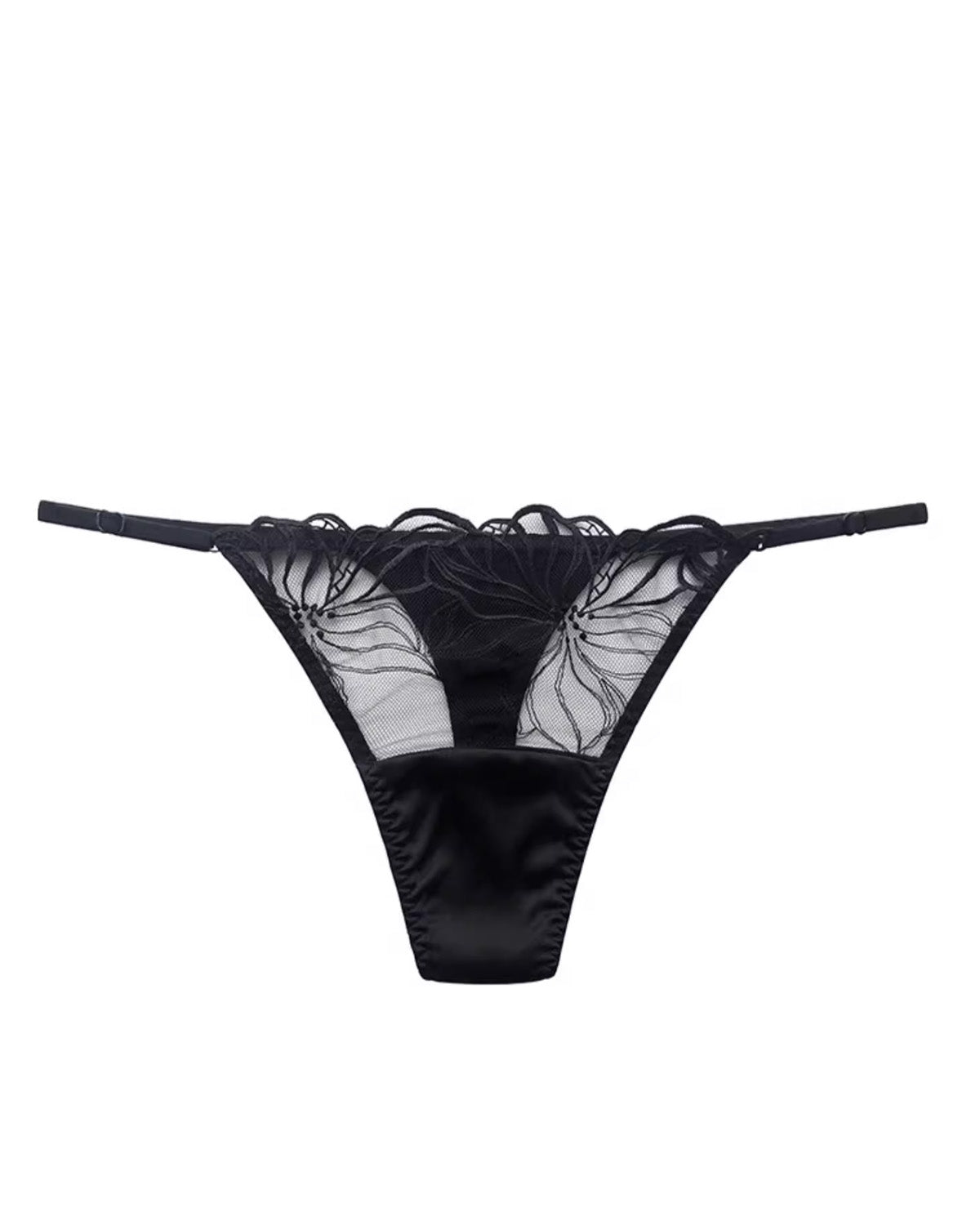 Feelits Sexy Mulberry Silk Lace Thong Panties for Women with Adjustable Waist and Exquisite Lace Design - FEELITS