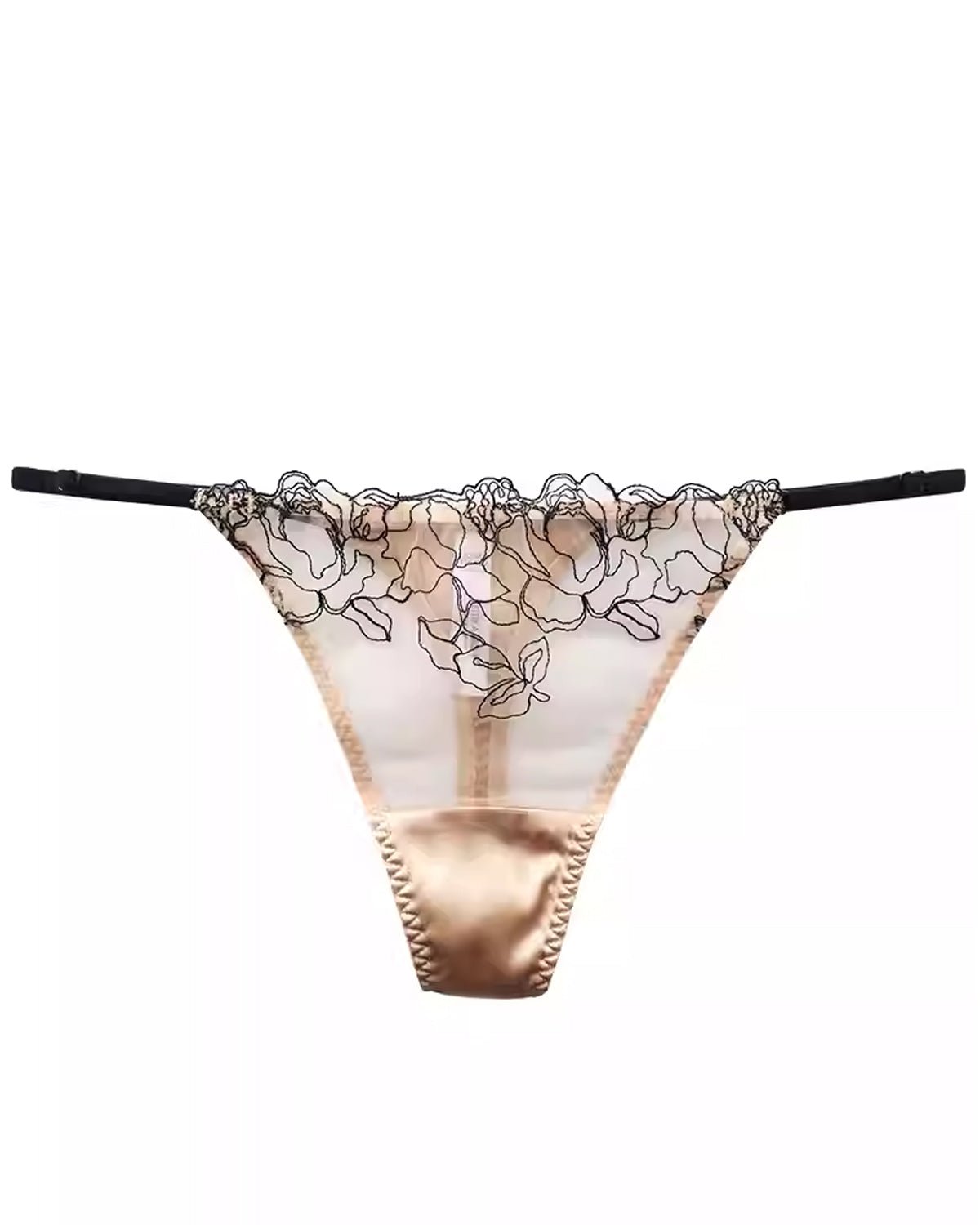 Feelits Sexy Mulberry Silk Lace Thong Panties for Women with Adjustable Waist and Exquisite Lace Design - FEELITS