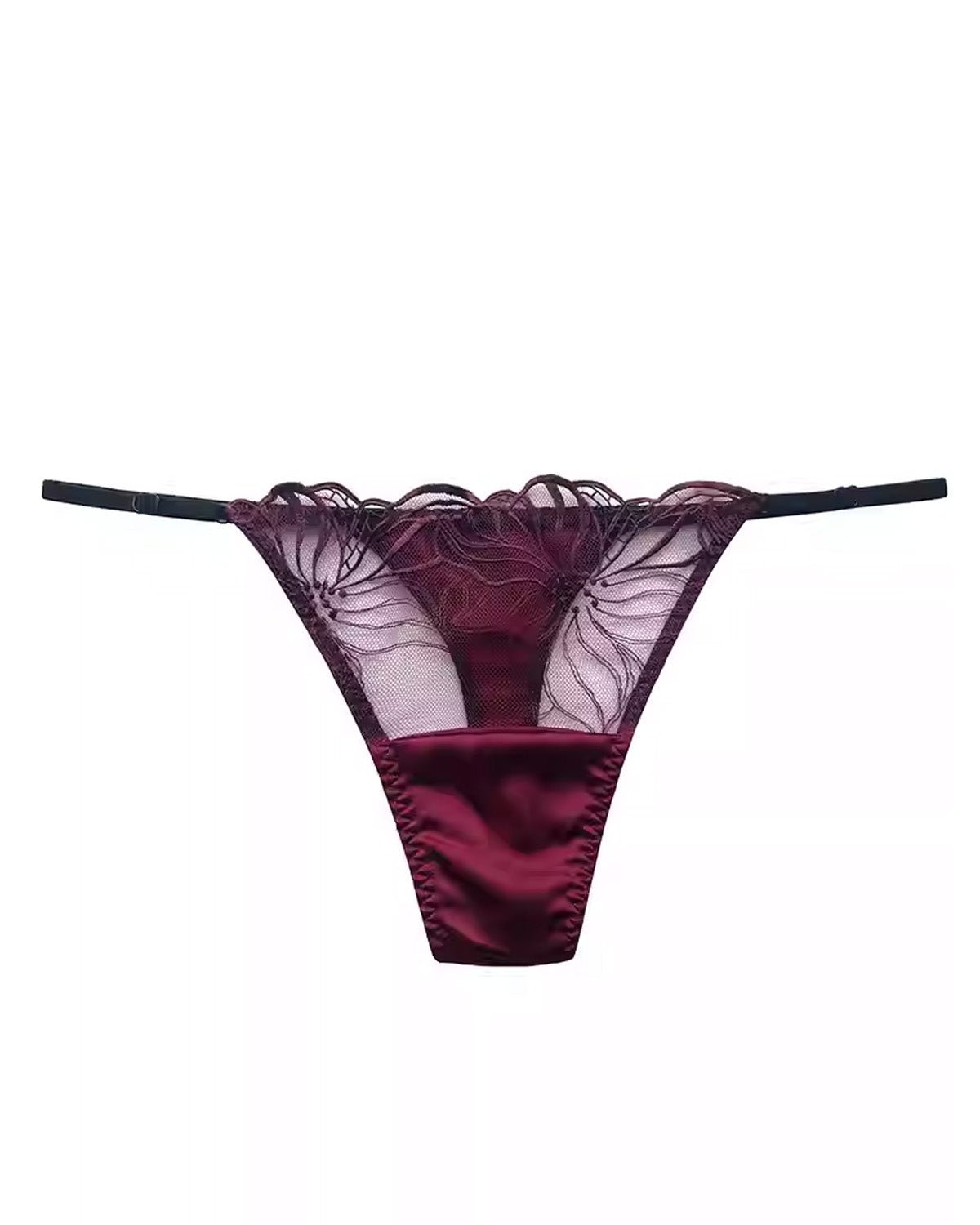 Feelits Sexy Mulberry Silk Lace Thong Panties for Women with Adjustable Waist and Exquisite Lace Design - FEELITS