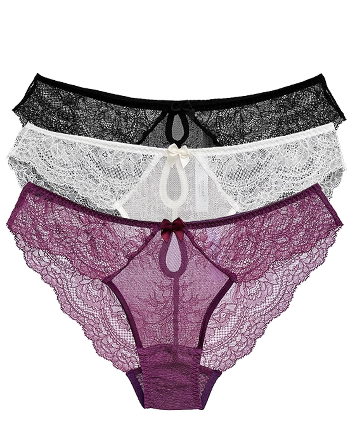 FEELITS Silk & Lace Brief Panties – Mulberry Silk, Sheer Sexy Lingerie, Seamless Women’s Panties - FEELITS