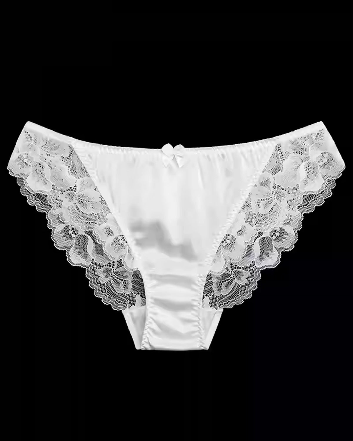 FEELITS Silk & Lace Low - Rise Bikini Panties – Mulberry Silk, Sheer Sexy Lingerie with Bow Detail - FEELITS