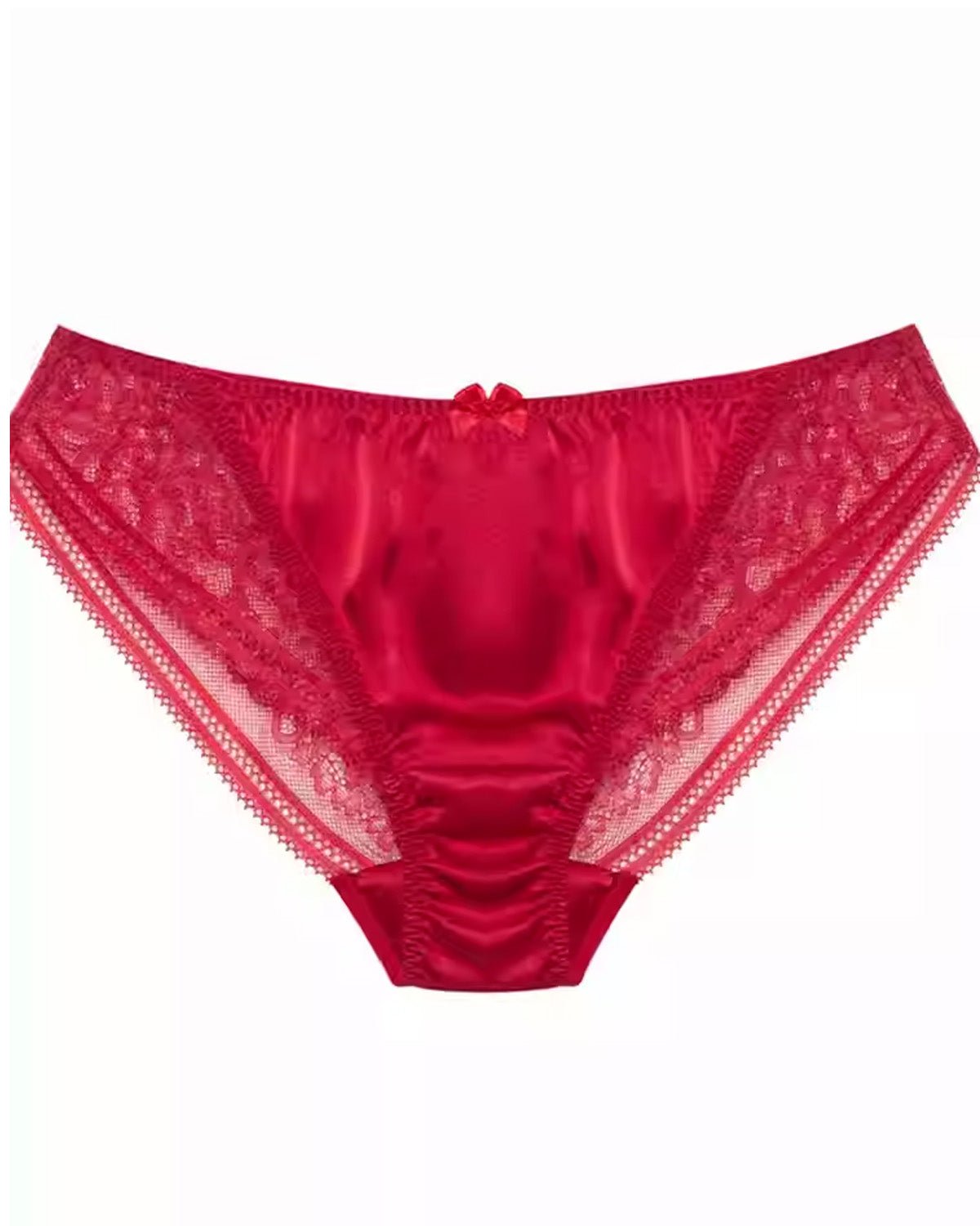 FEELITS Silk & Lace Low - Rise Bikini Panties – Mulberry Silk, Sheer Sexy Lingerie with Bow Detail, Seamless Women’s Panties - FEELITS